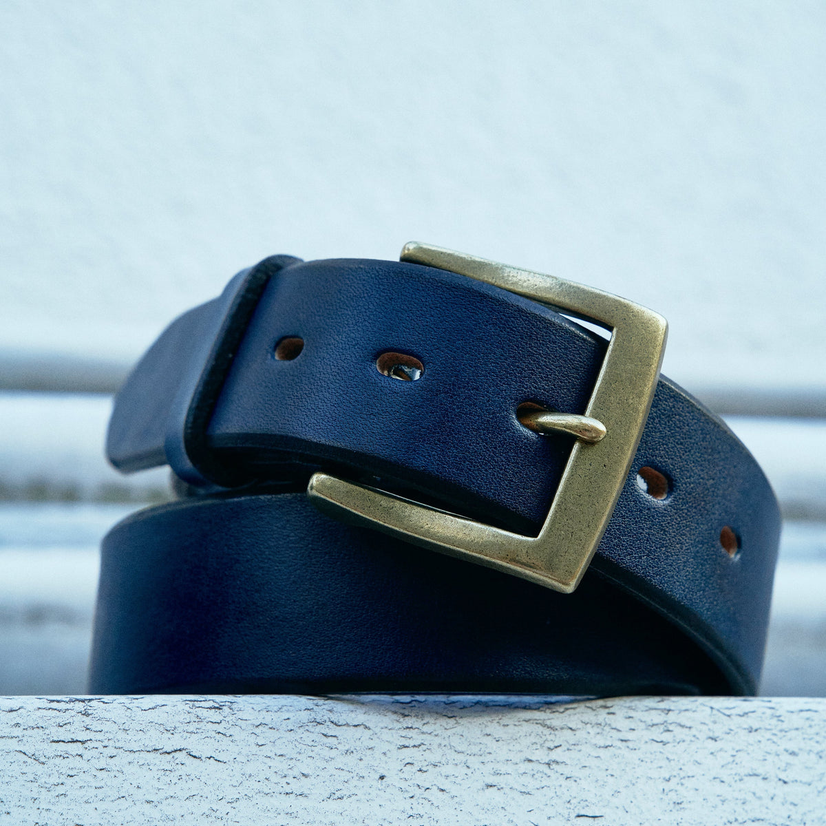 Samurai A301-AI "KUROZAN" Indigo-dyed Belt - Brass
