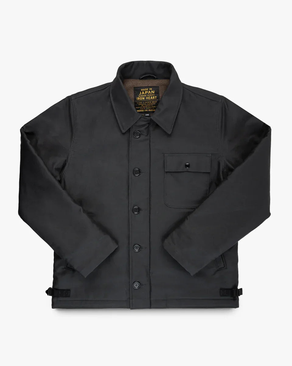 Iron Heart IHM-45-BLK Oiled Whipcord A2 Deck Jacket - Black Iron Heart IHM-45-BLK Oiled Whipcord A2 Deck Jacket - Black