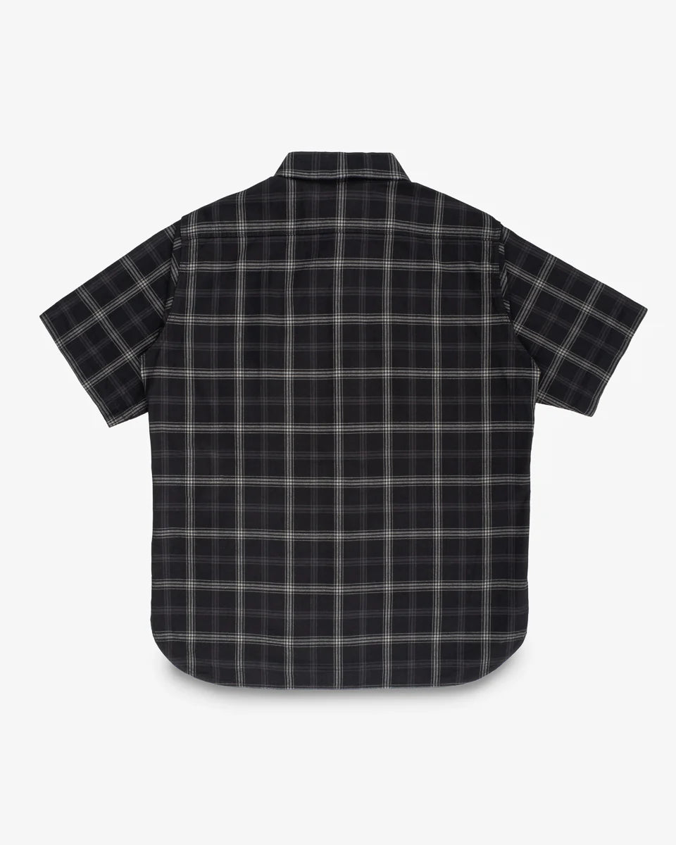 Iron Heart IHSH-419-BLK 5oz Selvedge Short Sleeved Madras Check Work Shirt - Black