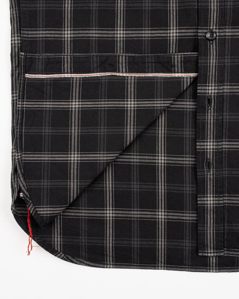 Iron Heart IHSH-419-BLK 5oz Selvedge Short Sleeved Madras Check Work Shirt - Black