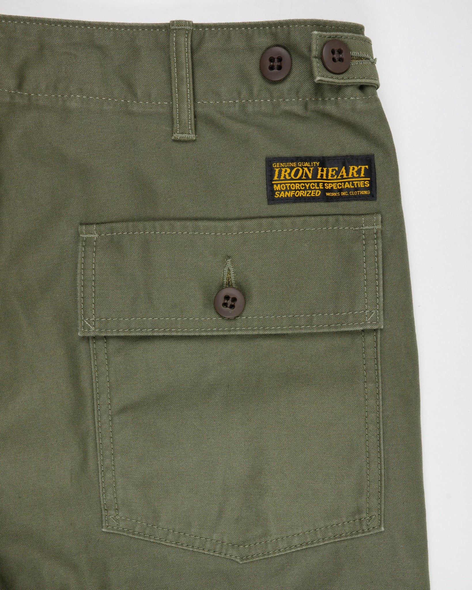 Iron Heart IH-744-GRN 10oz Back Sateen Baker Pants - Army Green