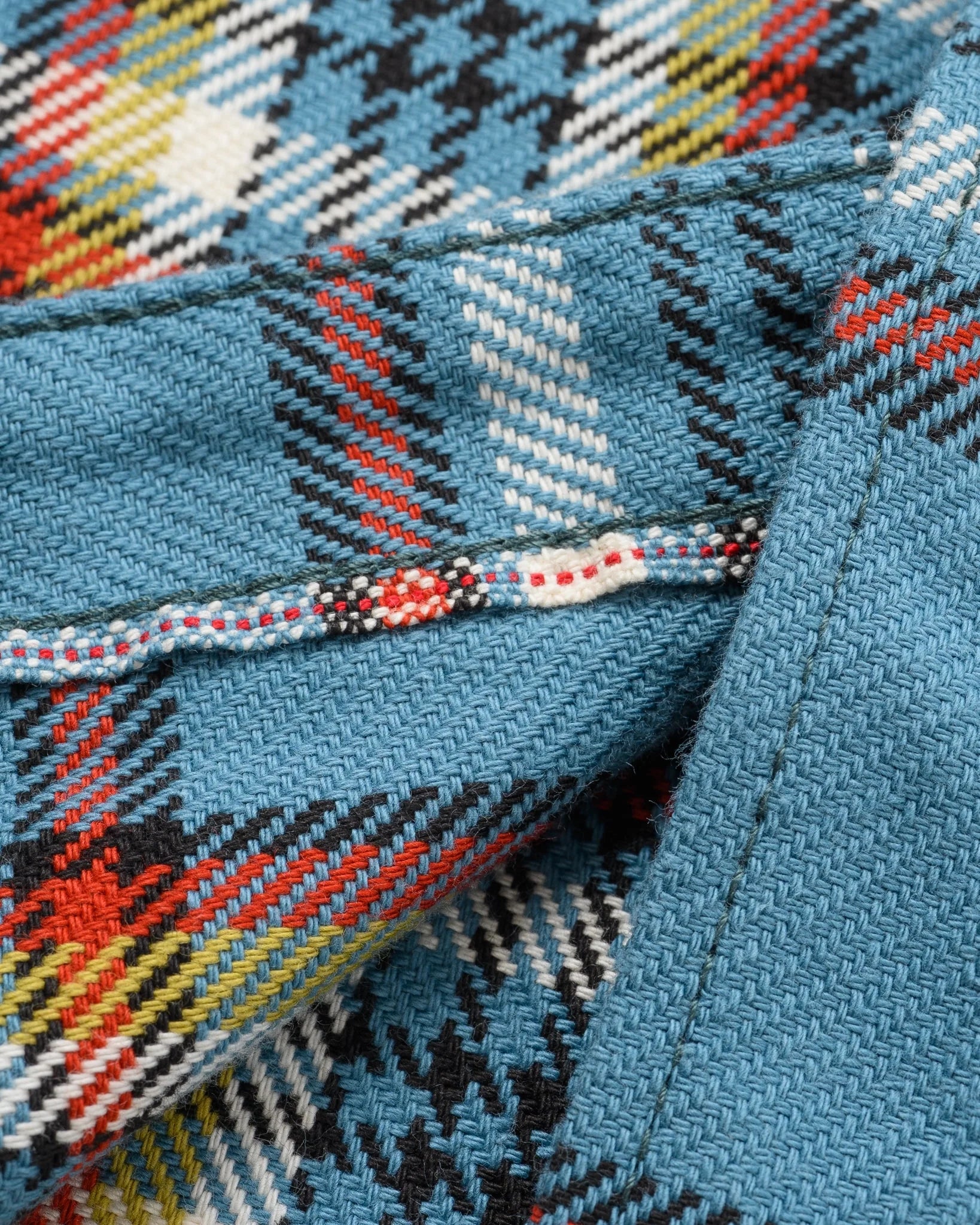Iron Heart IHSH-442-SAX 9oz Selvedge Flannel Check Work Shirt - Sax Blue