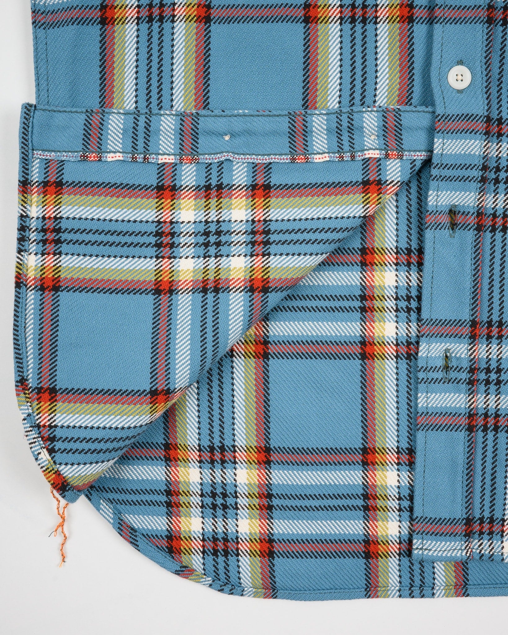 Iron Heart IHSH-442-SAX 9oz Selvedge Flannel Check Work Shirt - Sax Blue