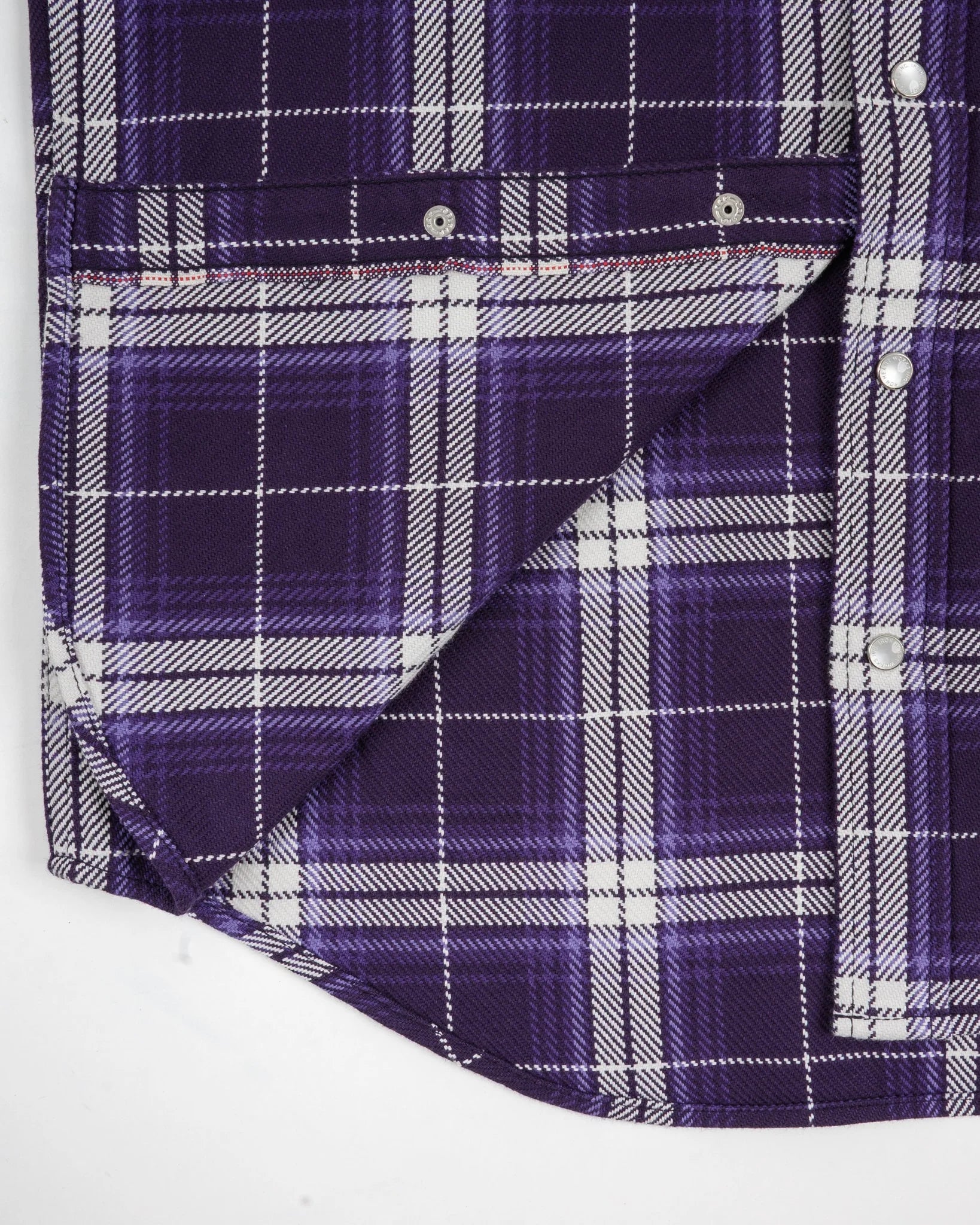 Iron Heart IHSH-439-PUR 9oz Selvedge Flannel Check Western Shirt - Purple