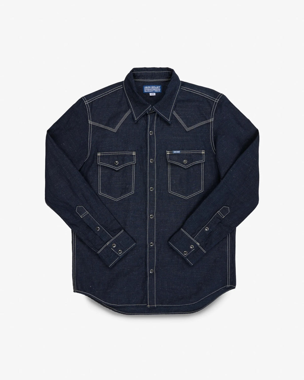 Iron Heart IHSH-444-IND 7oz Cotton Linen Chambray Western Shirt