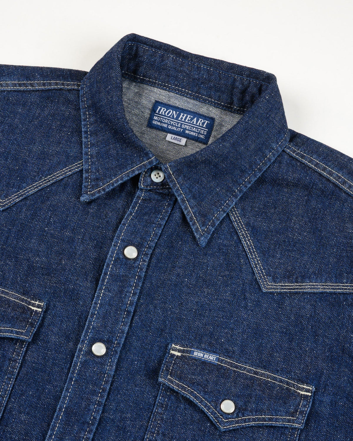Iron Heart IHSH-448-IND 7oz Recycled Cotton Denim Western Shirt - Indigo