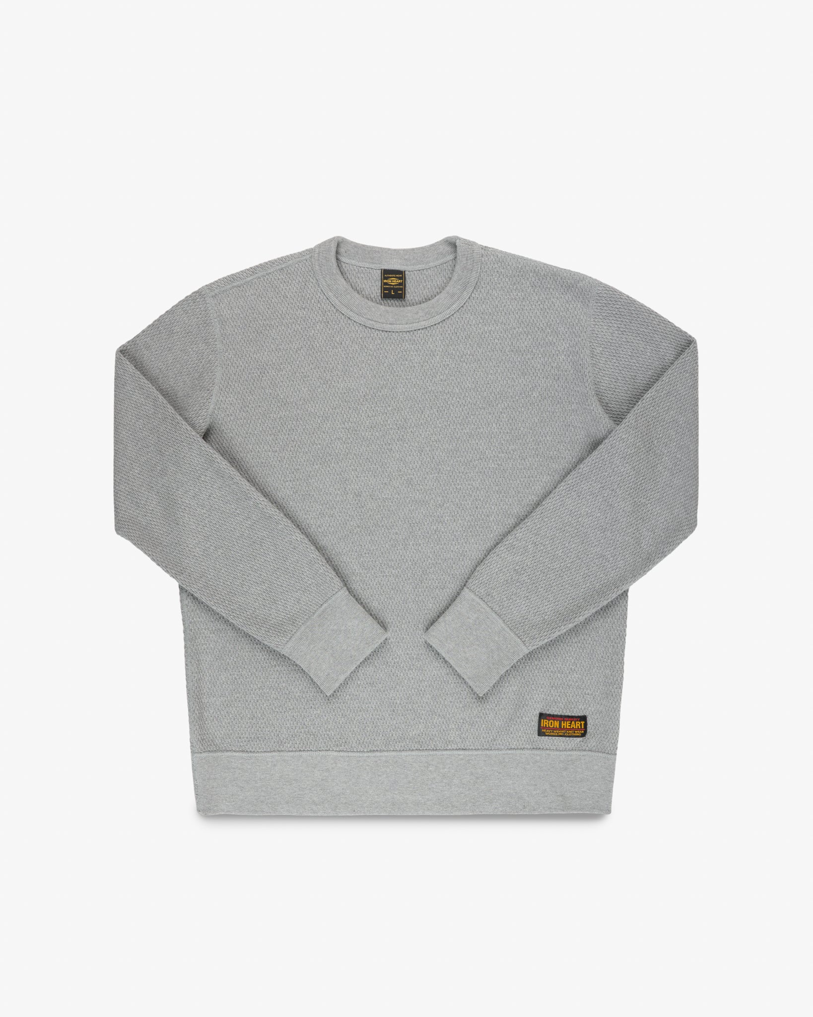 Iron Heart IHSW-86-GRY Heavyweight Thermal Crew Neck Sweater - Grey