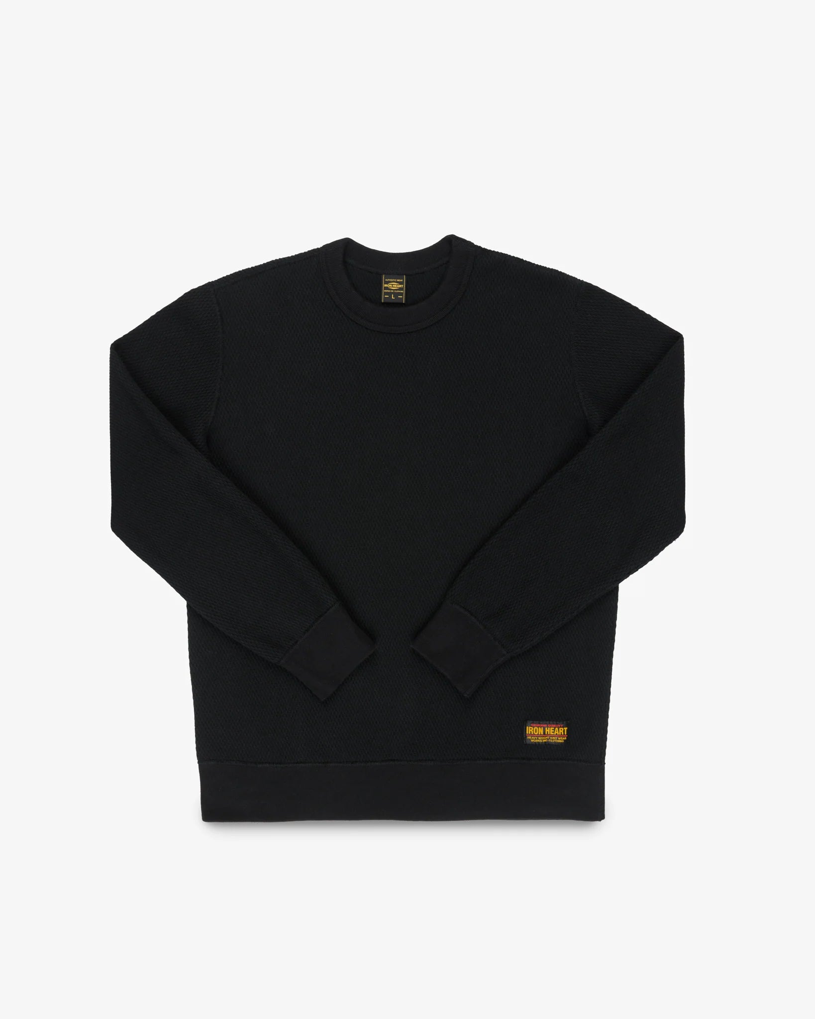 Iron Heart IHSW-86-BLK Heavyweight Thermal Crew Neck Sweater - Black