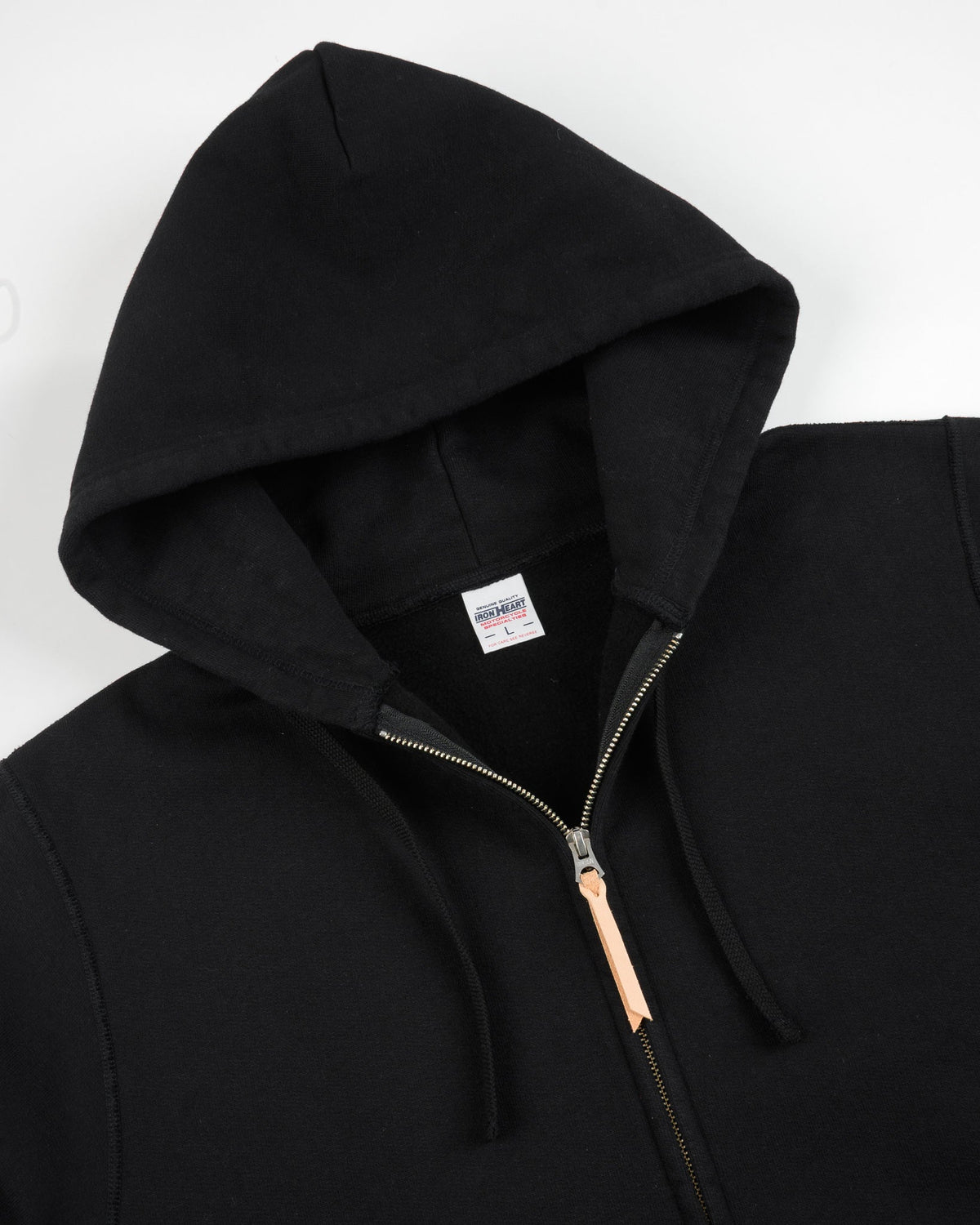 Iron Heart IHSW-82L-BLK 14oz Ultra Heavyweight Loopwheel Cotton Zip Up Hoodie - Black