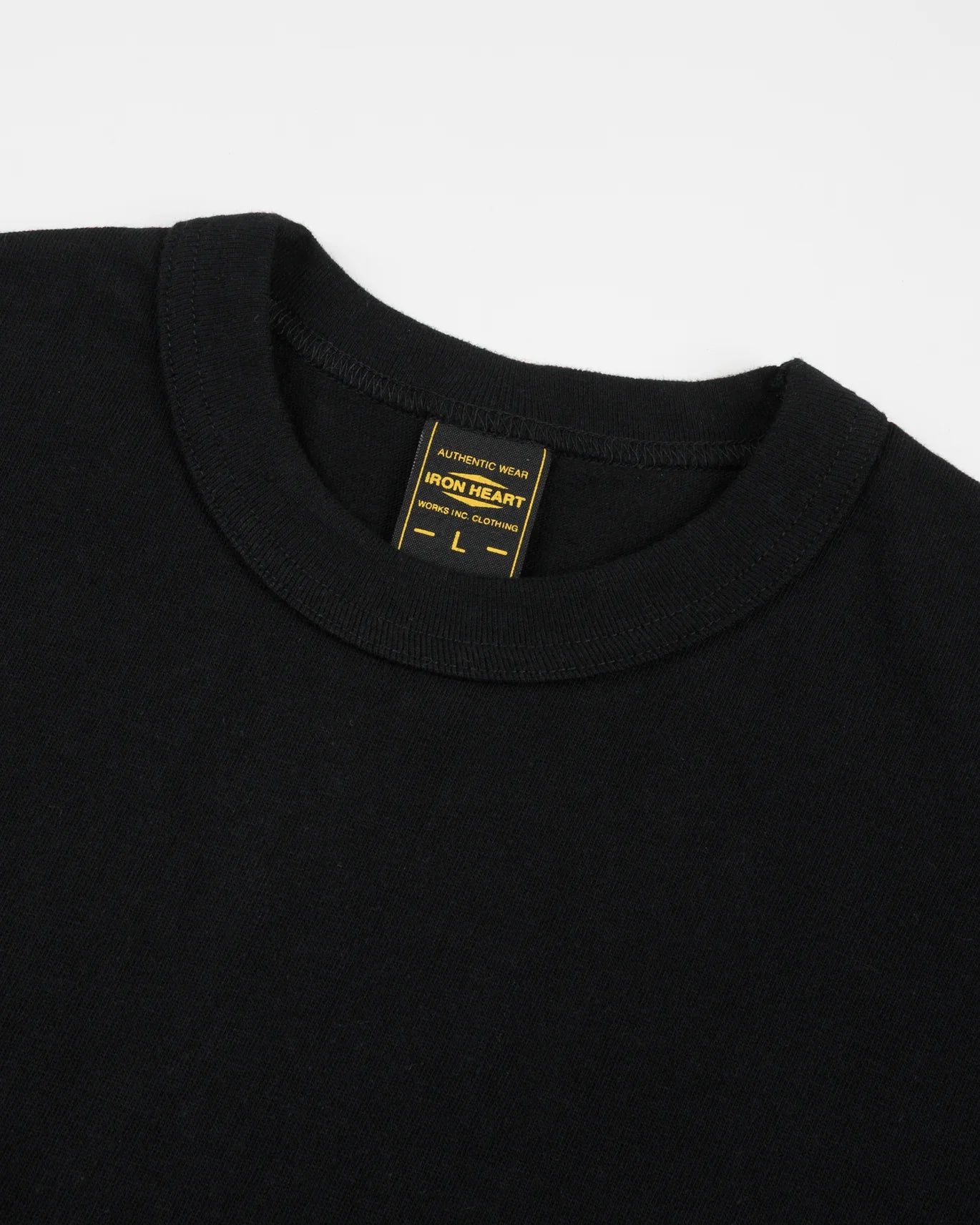 Iron Heart IHT-1610L-BLK 6.5oz Loopwheel Crew Neck T-Shirt (Longer Body) - Black