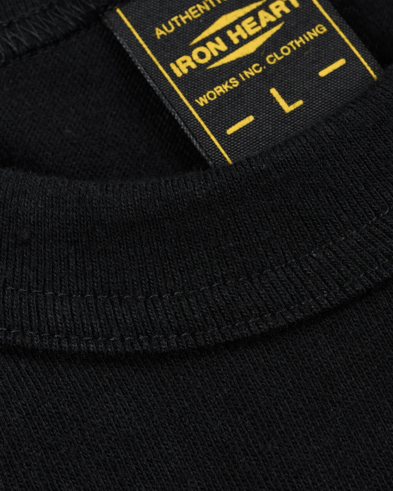 Iron Heart IHT-1610L-BLK 6.5oz Loopwheel Crew Neck T-Shirt (Longer Body) - Black