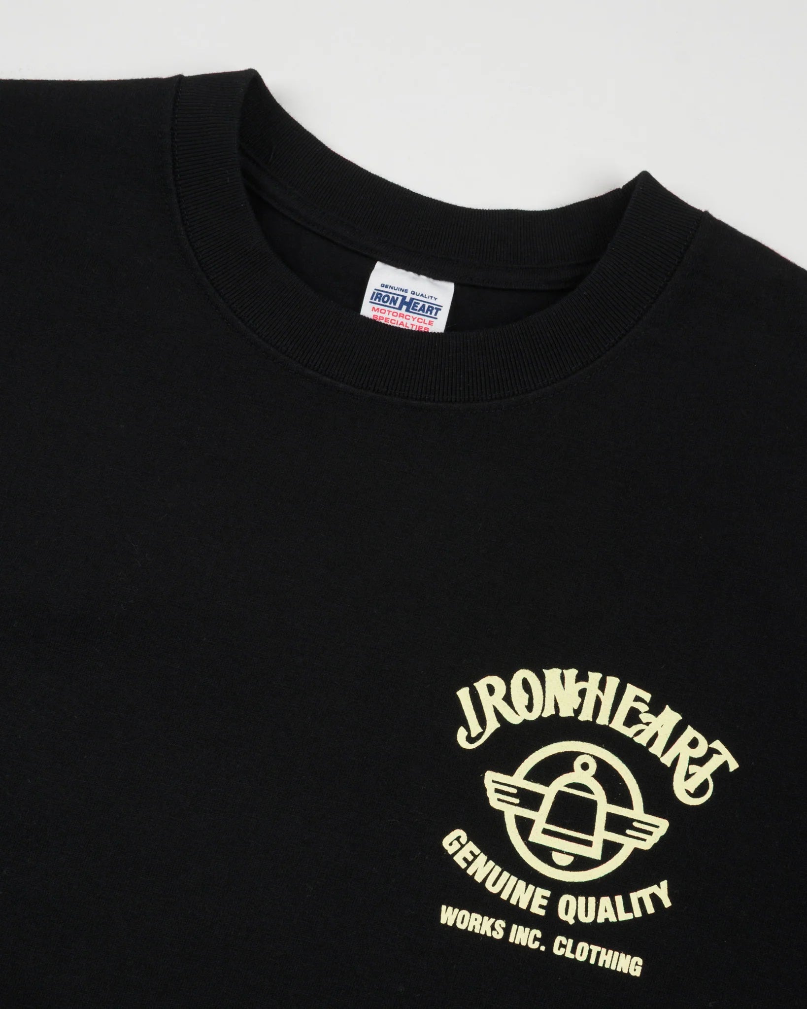 Iron Heart IHT-2603-BLK 7.5oz Printed Loopwheel Crew Neck T-Shirt - Black