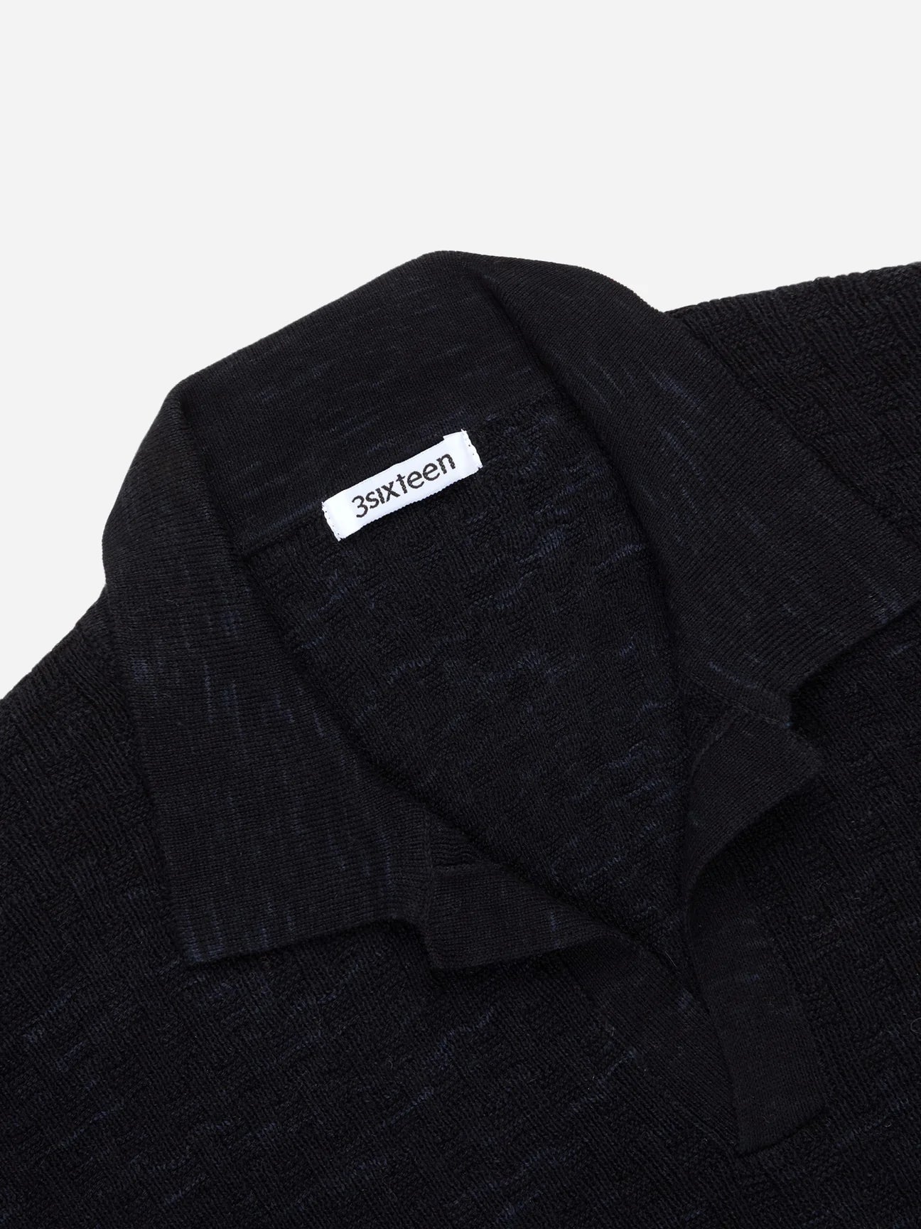 3sixteen Knit Polo - Vintage Black Boxweave