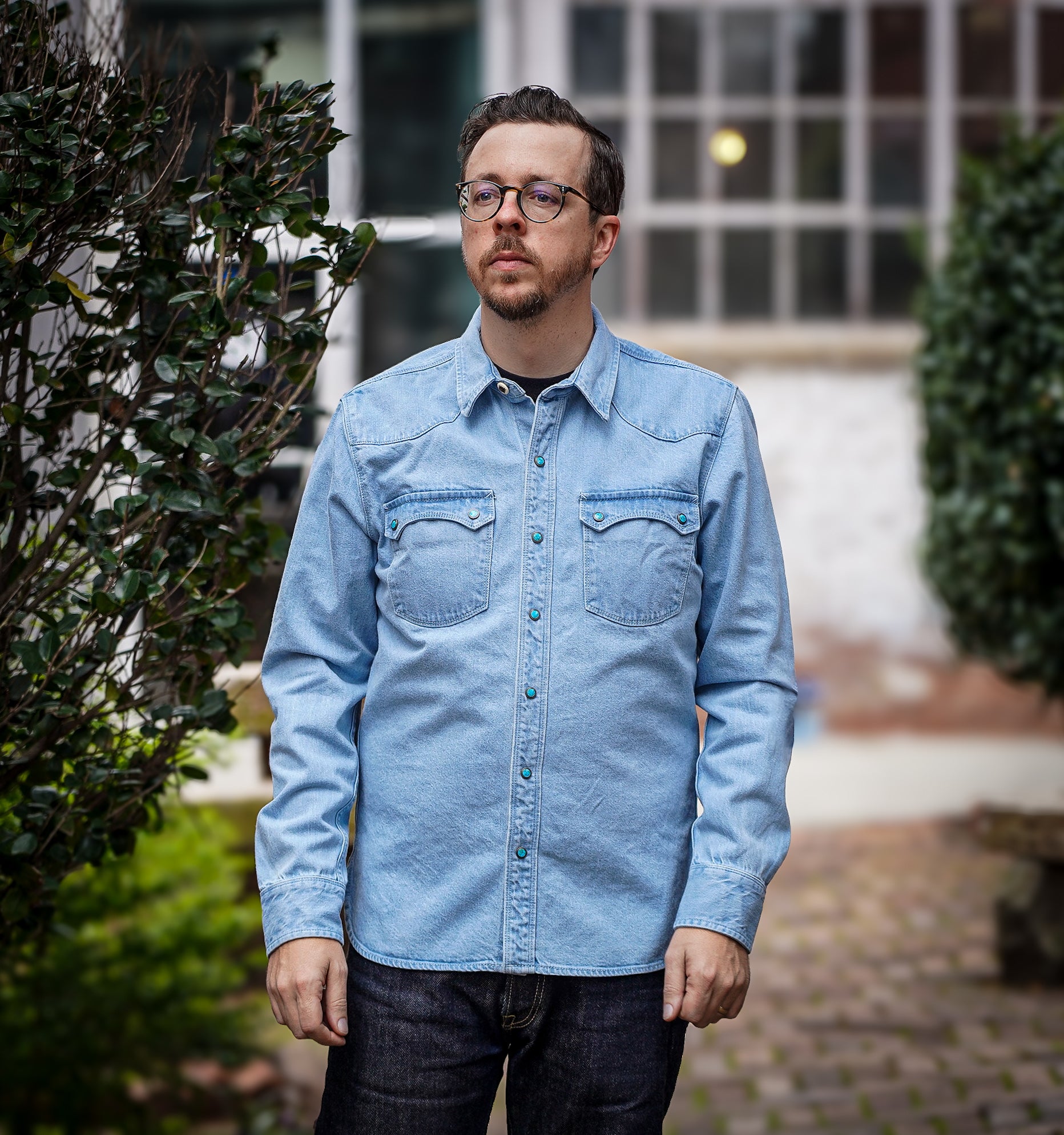 Freenote Cloth Modern Western Shirt - 11oz Bleached Denim