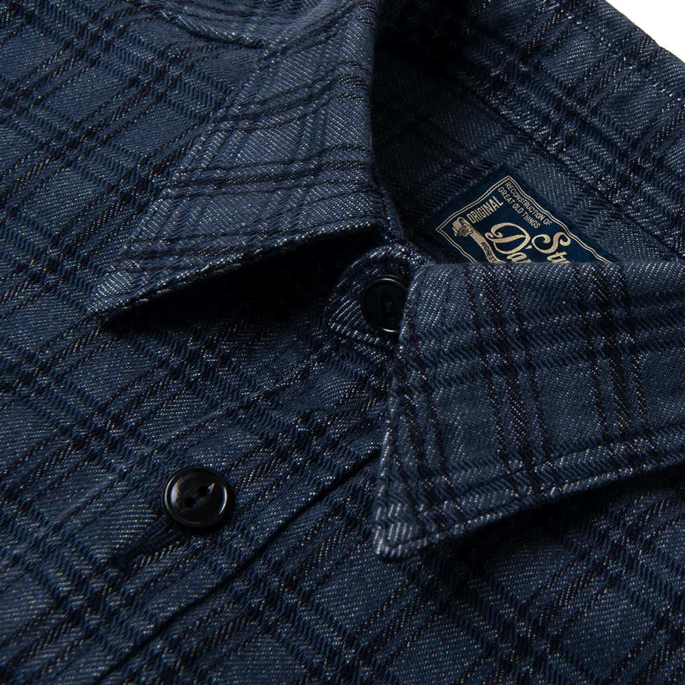 Studio D'Artisan 5734 13oz Jacquard Check Shirt - Navy