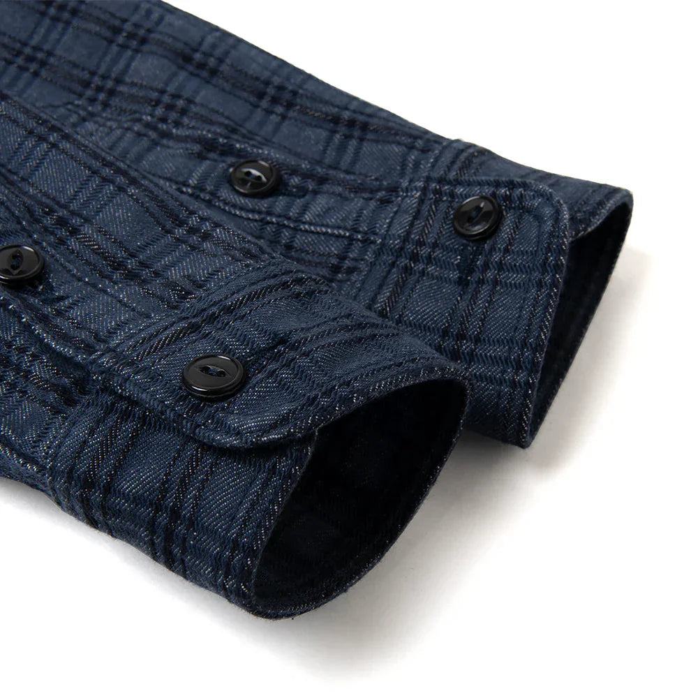 Studio D'Artisan 5734 13oz Jacquard Check Shirt - Navy