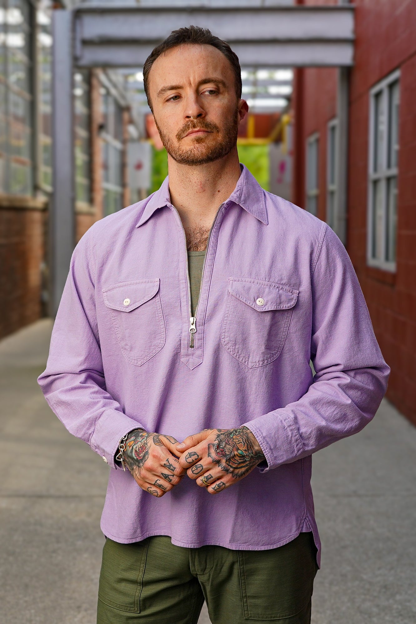 Wythe Airtex Half Zip Shirt - Hazy Purple