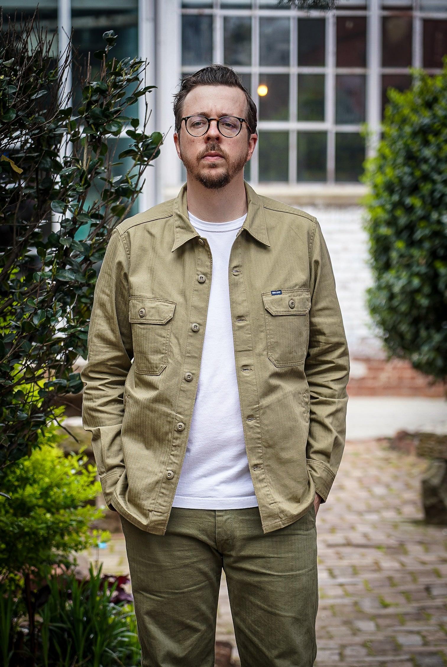 Iron Heart IHSH-385-BEI 9oz Herringbone Military Shirt - Beige