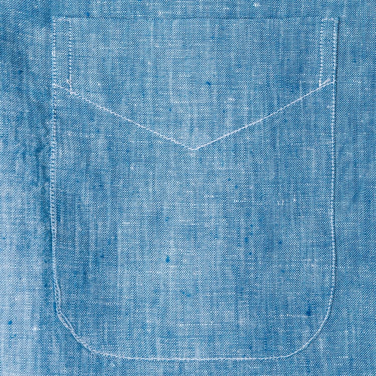 Gitman Vintage Chambray Linen Short Sleeve Shirt - Blue