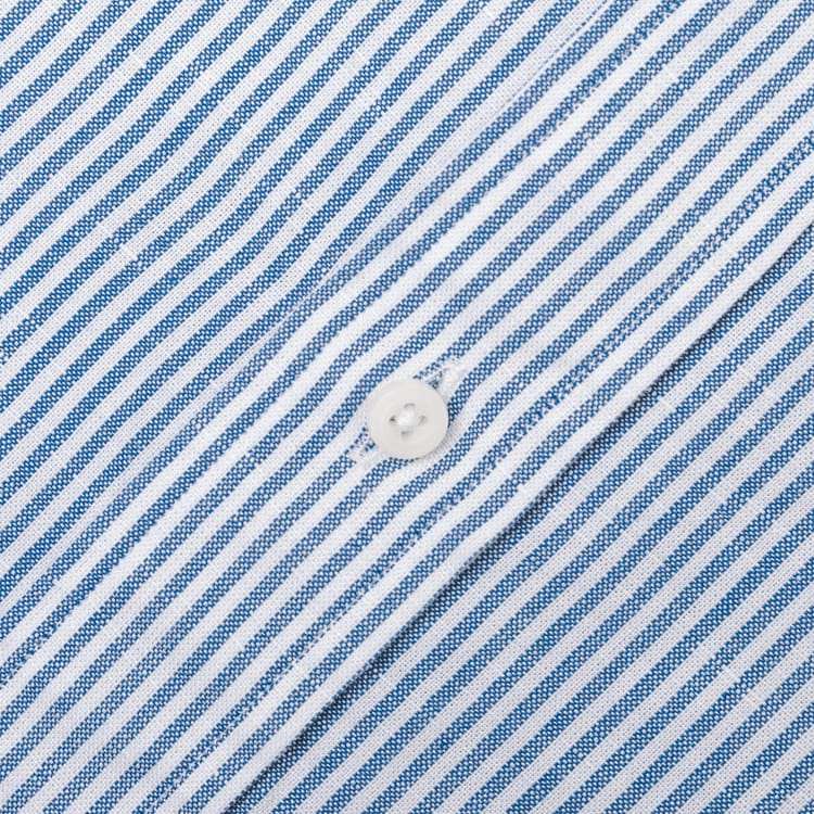 Gitman Vintage Linen Oxford Short Sleeve Shirt - Blue Stripe
