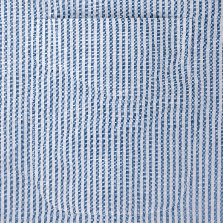Gitman Vintage Linen Oxford Short Sleeve Shirt - Blue Stripe