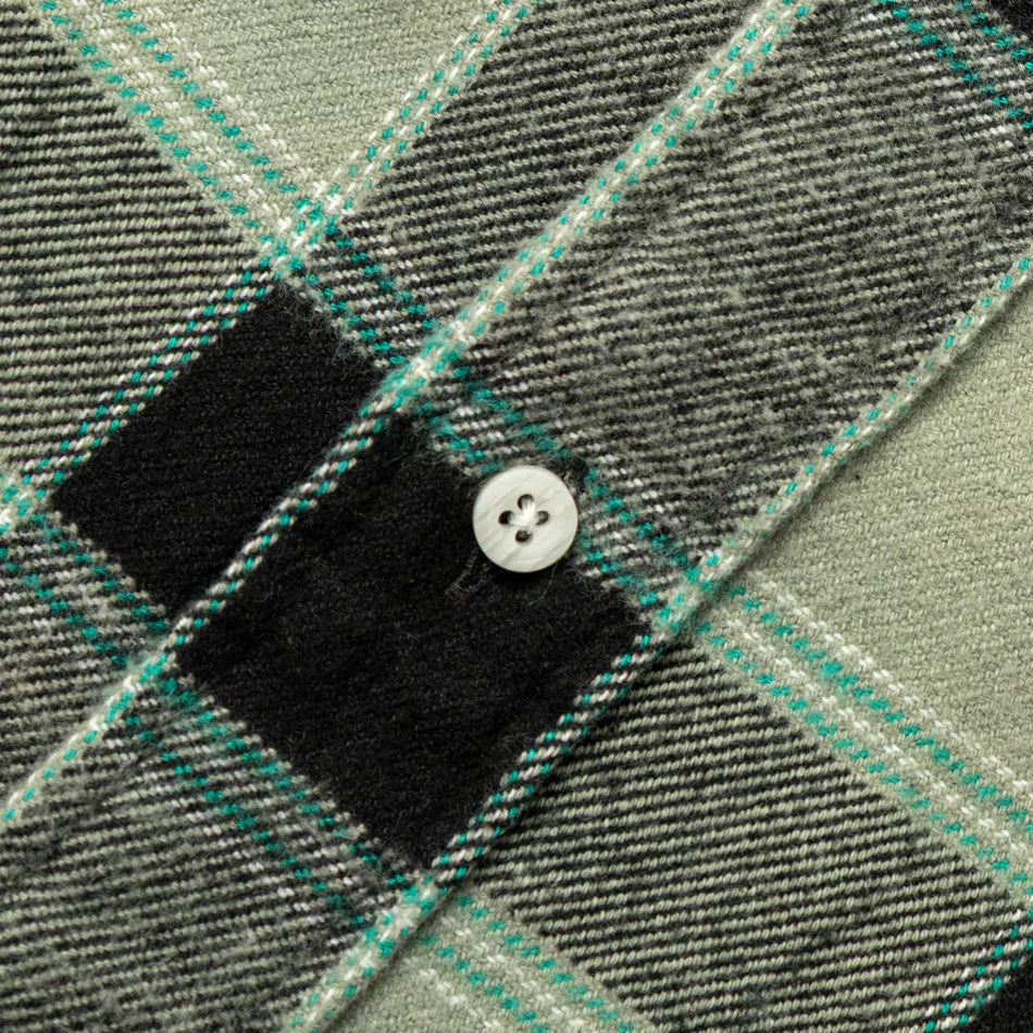 Gitman Vintage Brushed Winter Madras - Celeste Green / Black