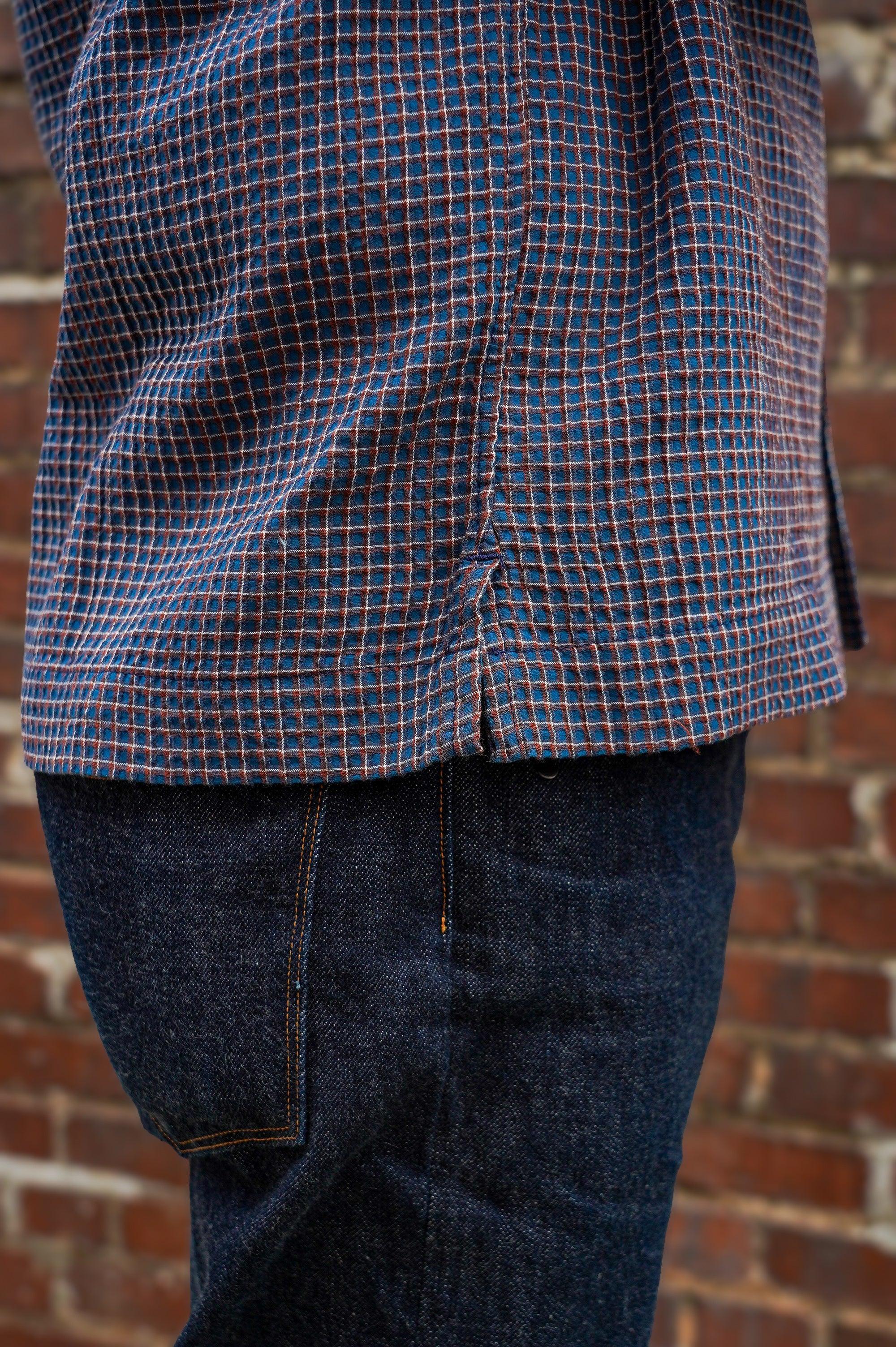 Freenote Cloth Cayucos Shirt - Navy Plaid Seersucker