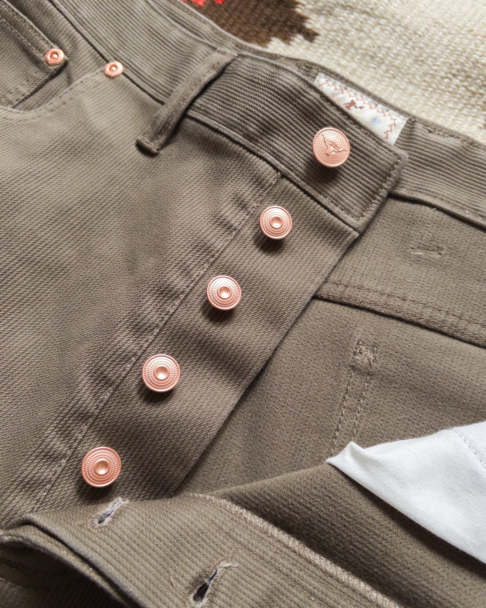 Wythe Bedford Cord Five Pocket Pants - Faded Olive