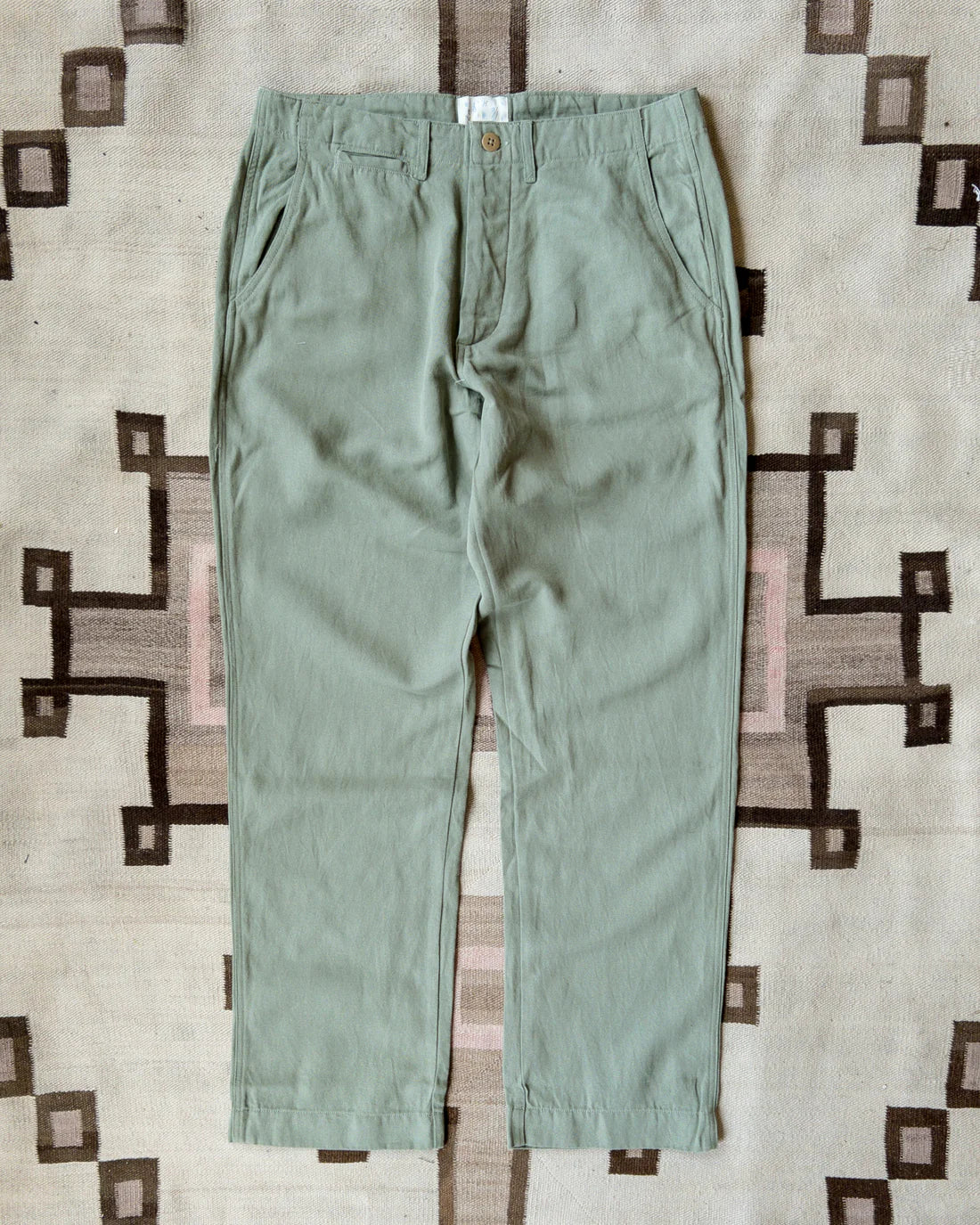 Wythe Flat Front Cotton Linen Twill Chino - Faded Olive