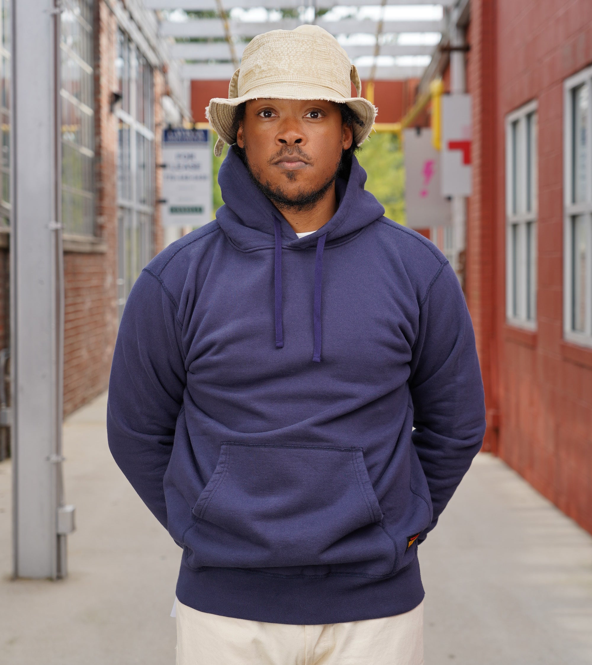 Iron Heart IHSW-49-NAV 14oz Ultra Heavyweight Loopwheel Cotton Hoodie - Navy