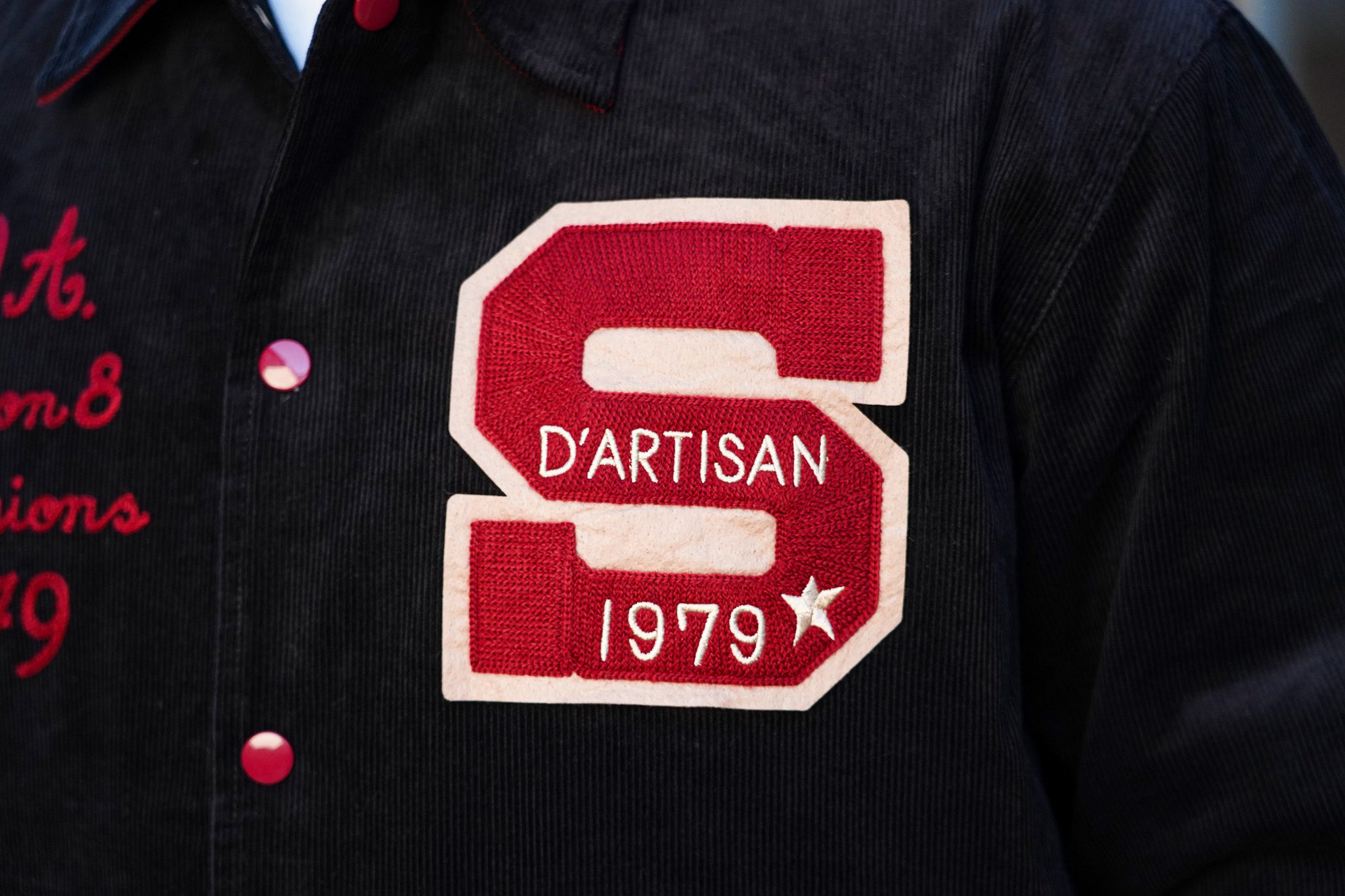 Studio D'Artisan 4626 Corduroy Stadium Jacket - Black