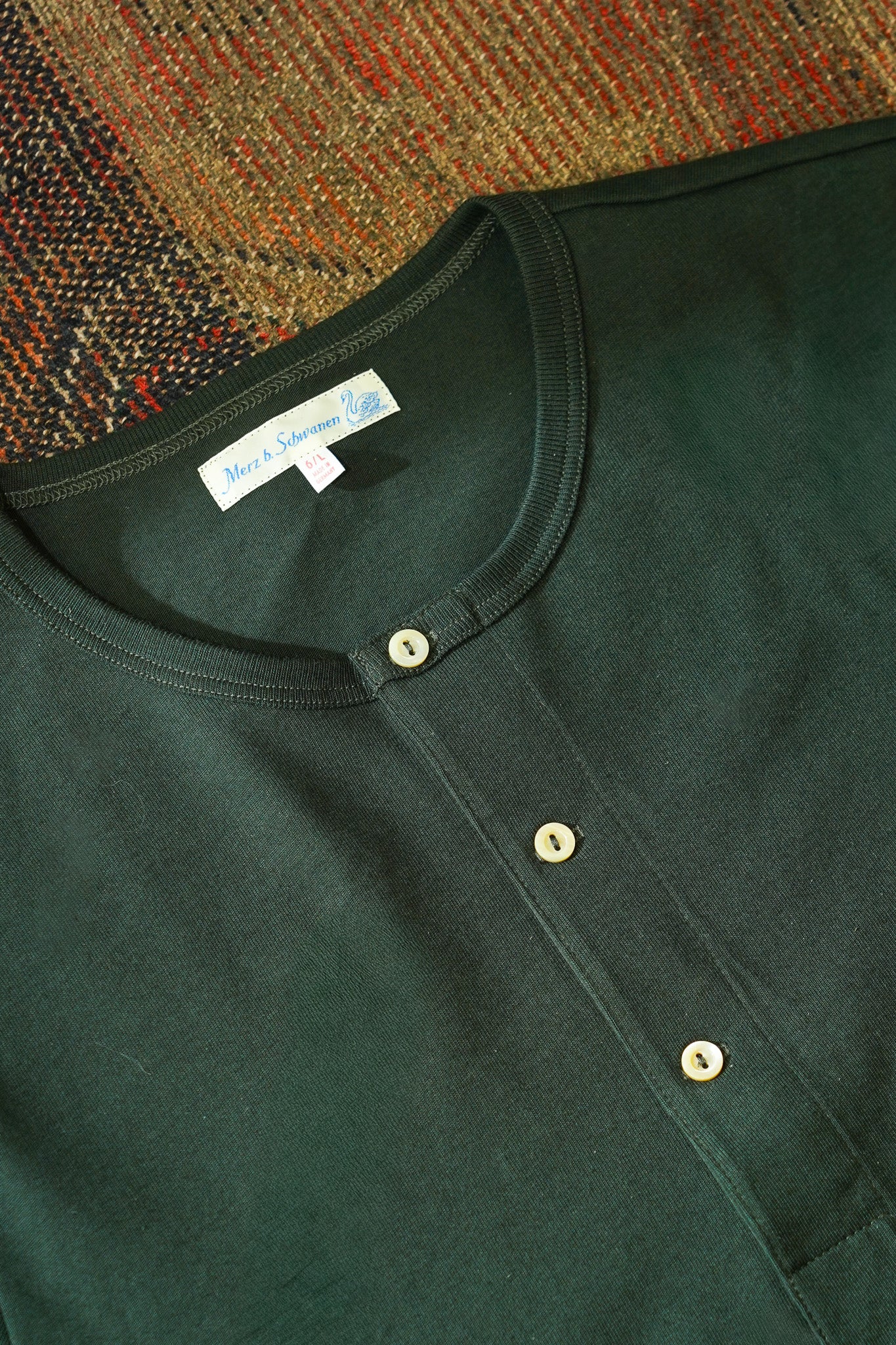 Merz B. Schwanen 2M06 Machine Refined Long Sleeve Henley - Forest