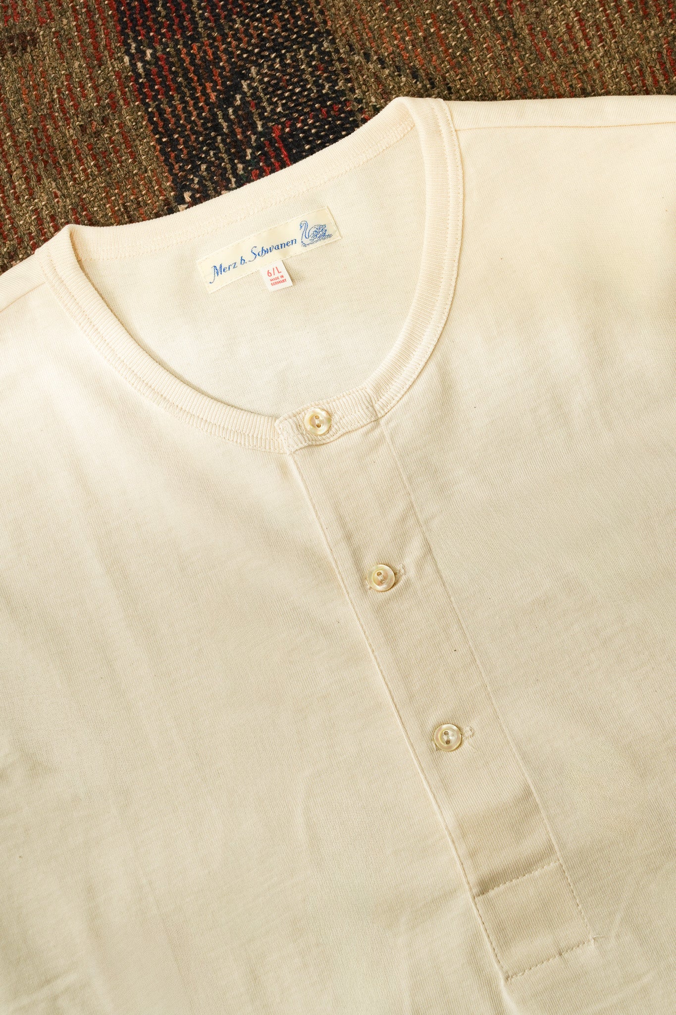 Merz B. Schwanen 2M06 Machine Refined Long Sleeve Henley - Nature