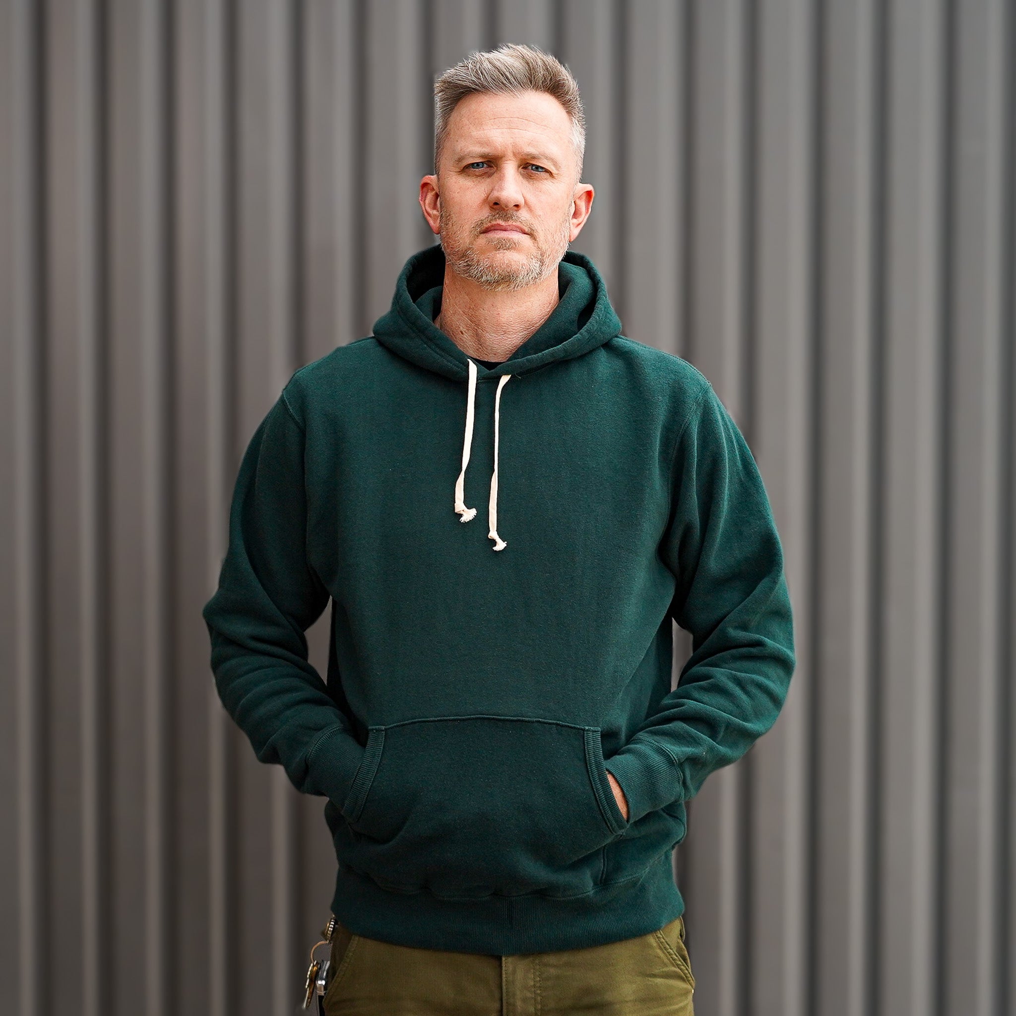The Flat Head FN-SWP-301 Loopwheel Hooded Sweatshirt - Green