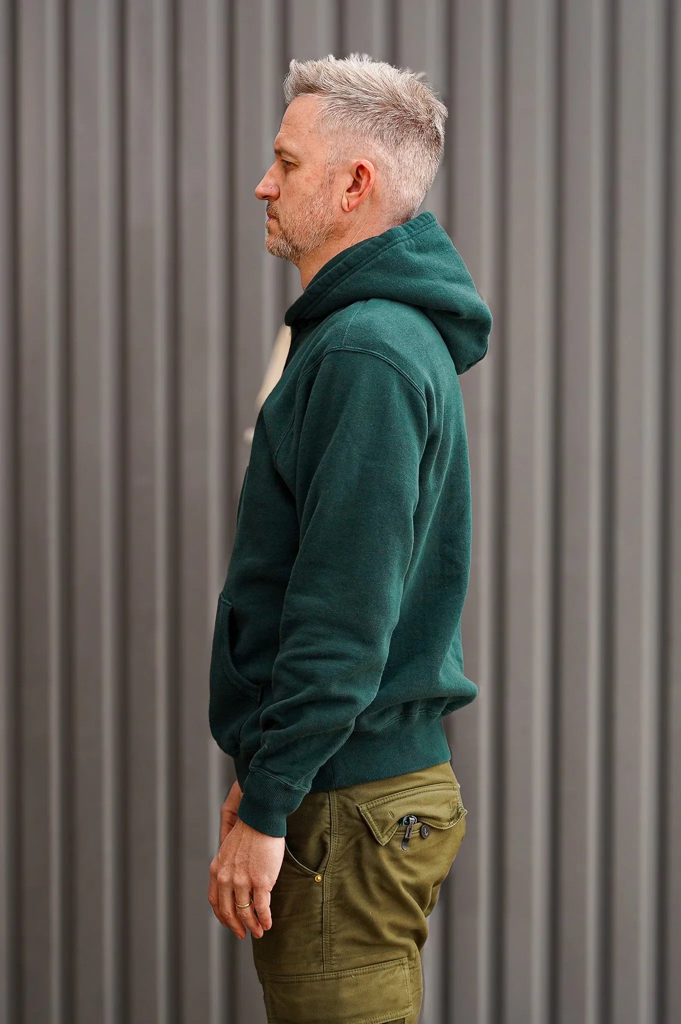 The Flat Head FN-SWP-301 Loopwheel Hooded Sweatshirt - Green