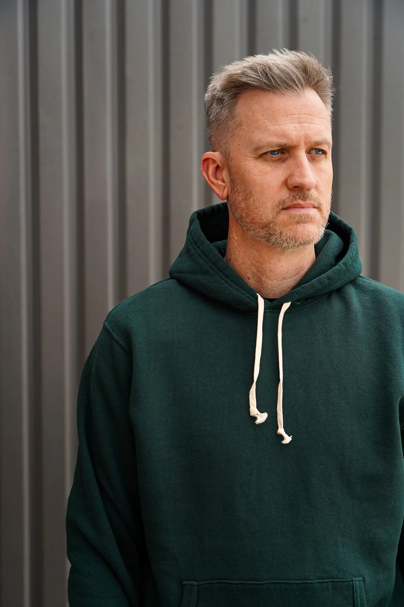 The Flat Head FN-SWP-301 Loopwheel Hooded Sweatshirt - Green