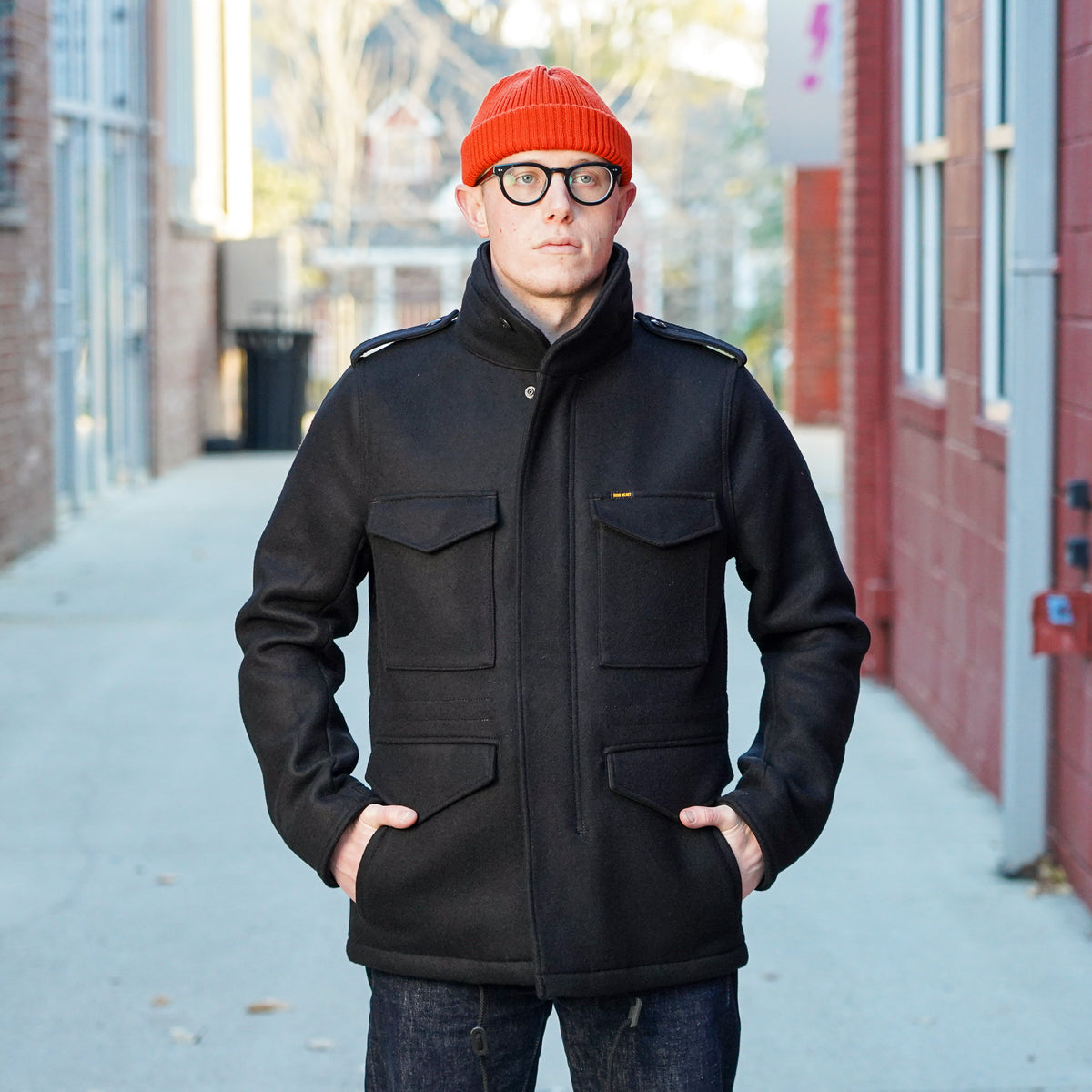 Iron Heart IHM-49-BLK 21oz Melton Wool M65 Field Jacket - Black 