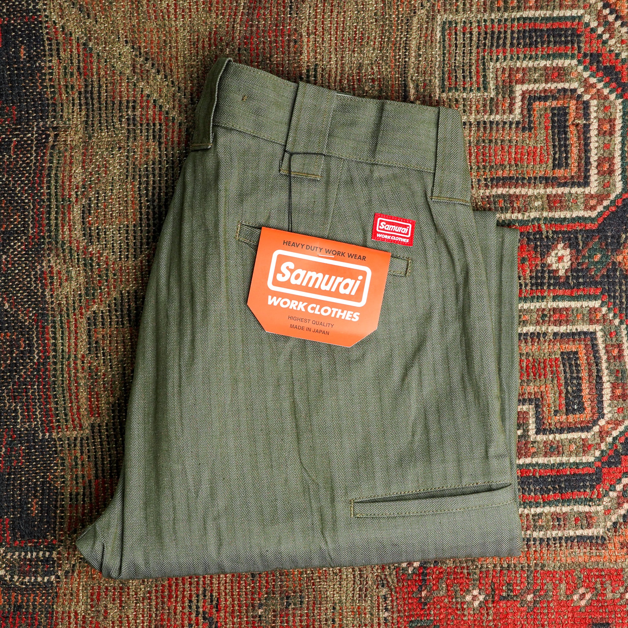 Samurai SWC300WP-HB 13oz "Gray Nep" HBT Wide Trousers - Olive