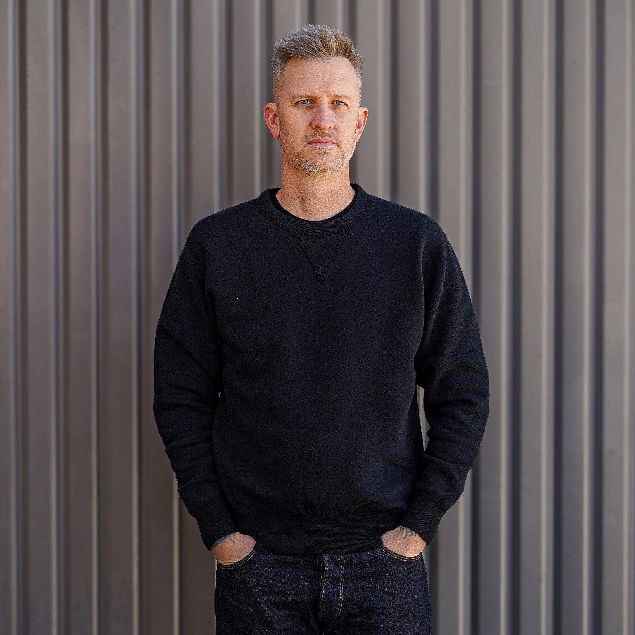 The Flat Head FN-SWC-301 Loopwheel Crewneck Sweatshirt - Black