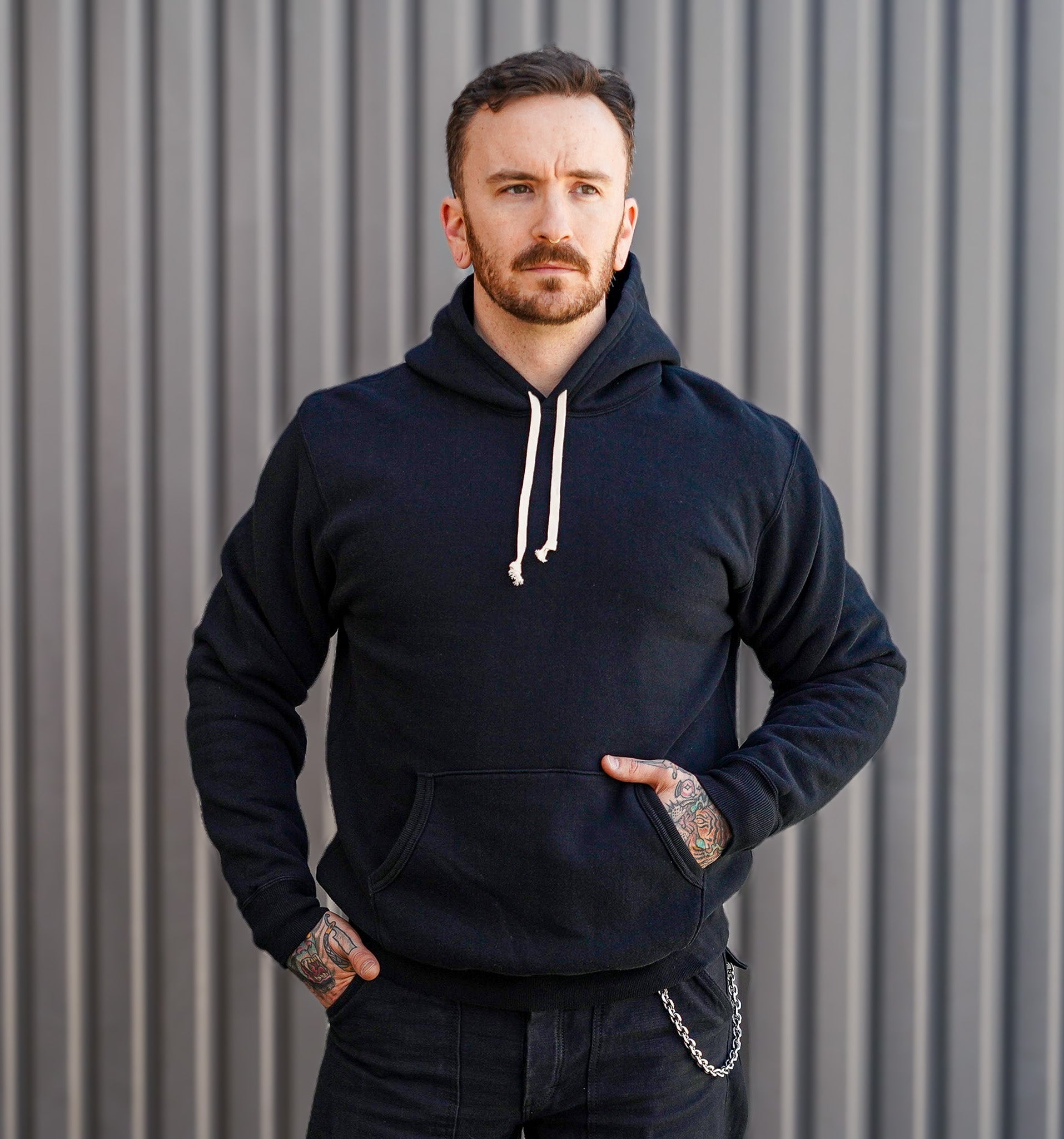 The Flat Head FN-SWP-301 Loopwheel Hooded Sweatshirt - Black