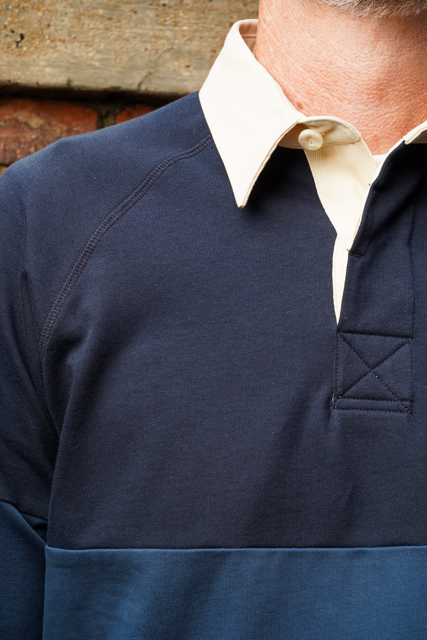 Heimat Textil Raglan Rugby Shirt - Trail Blue / Ink / Seashell