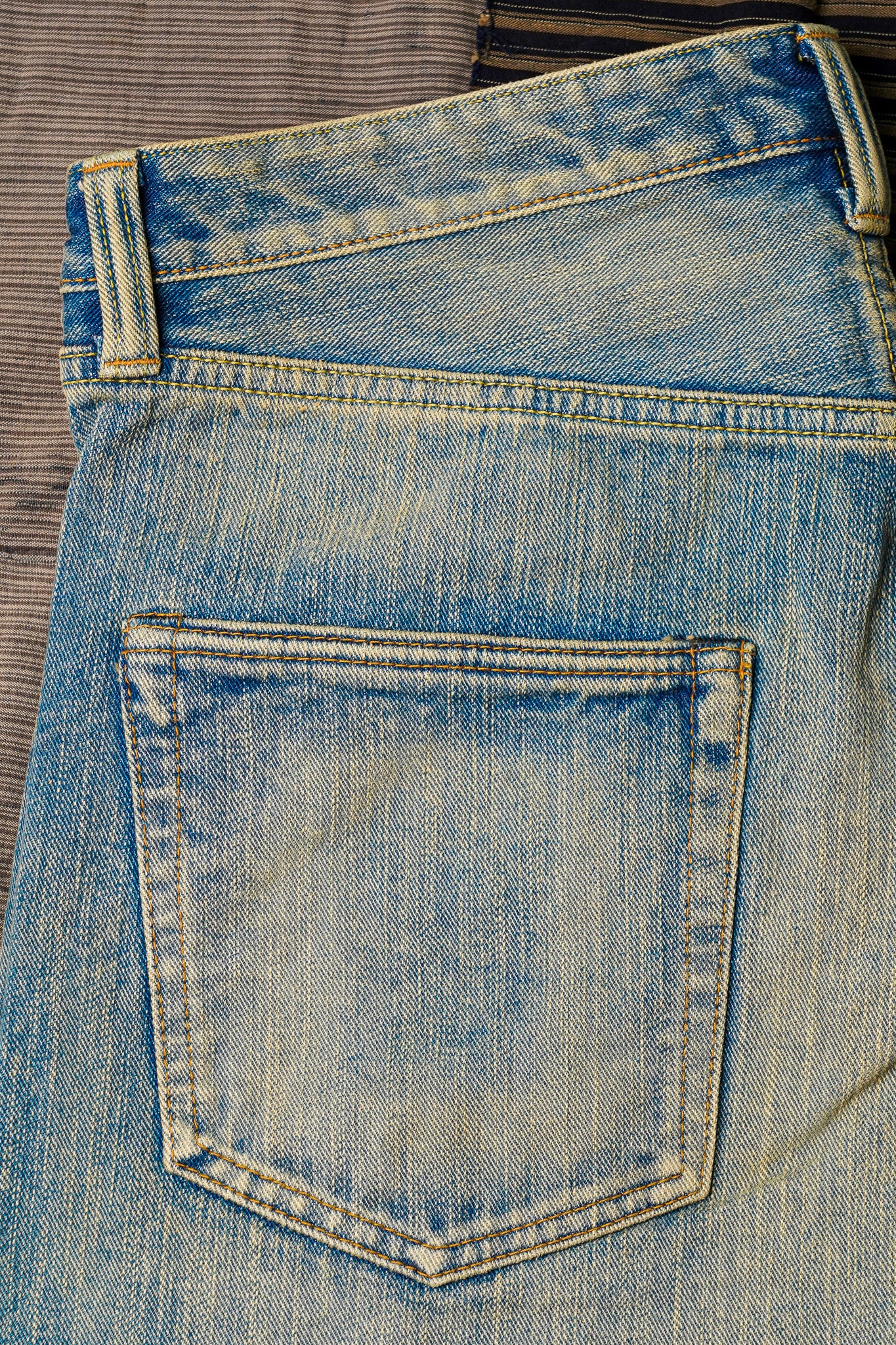 The Flat Head FN-D111C 14.5oz Left Hand Twill Wide Leg Selvedge Denim - Real Aging