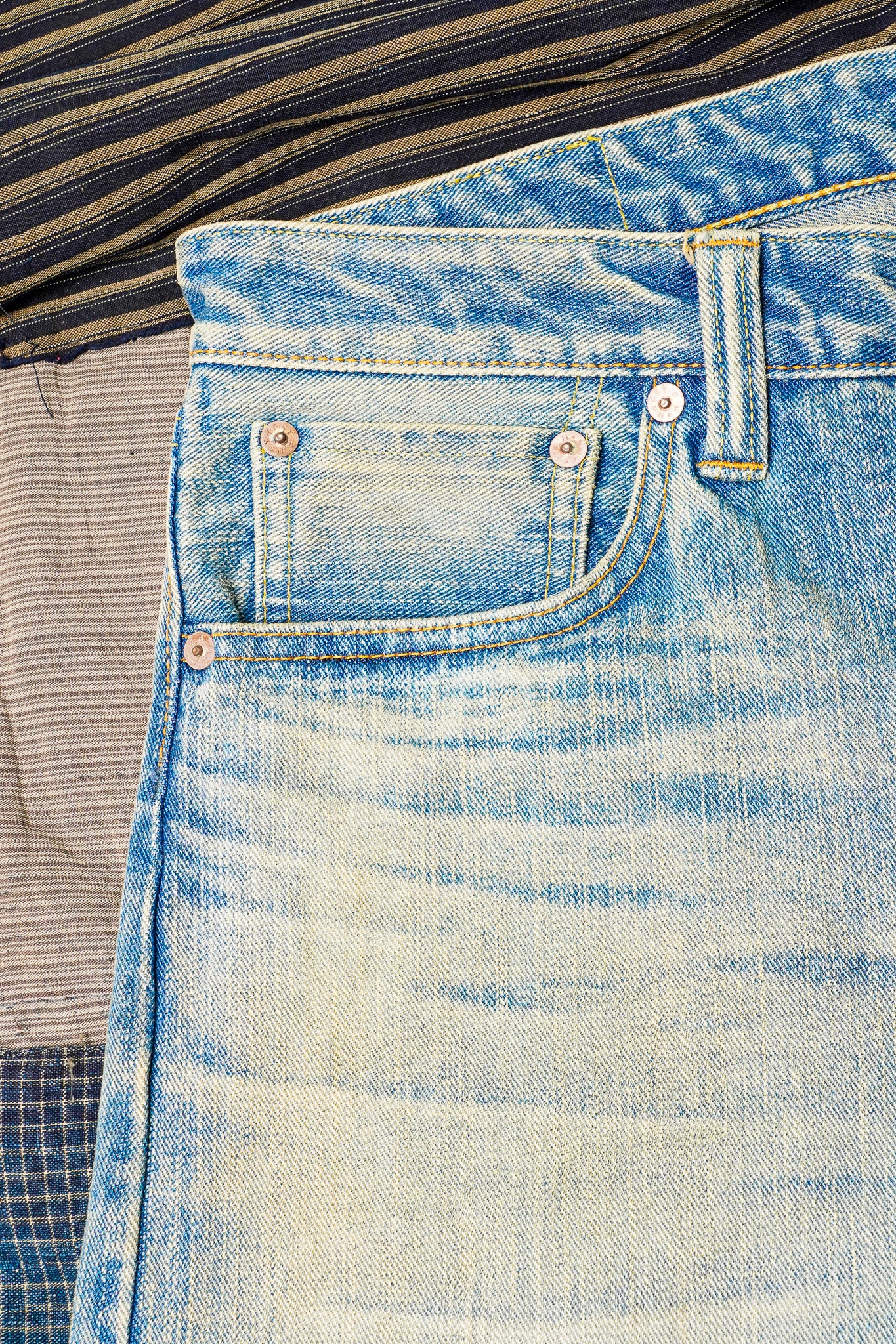 The Flat Head FN-D111C 14.5oz Left Hand Twill Wide Leg Selvedge Denim - Real Aging