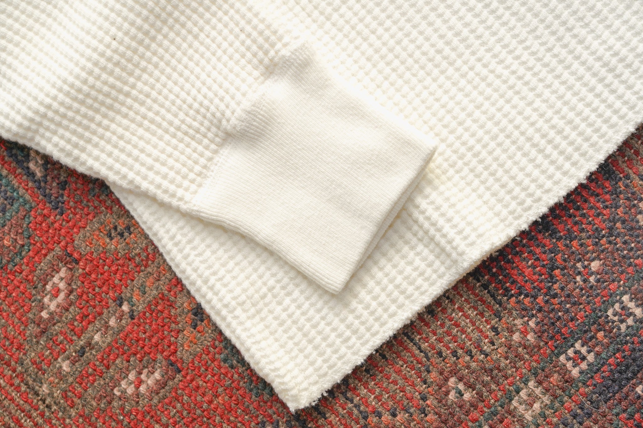 UES Big Waffle Thermal Henley Shirt - Off White
