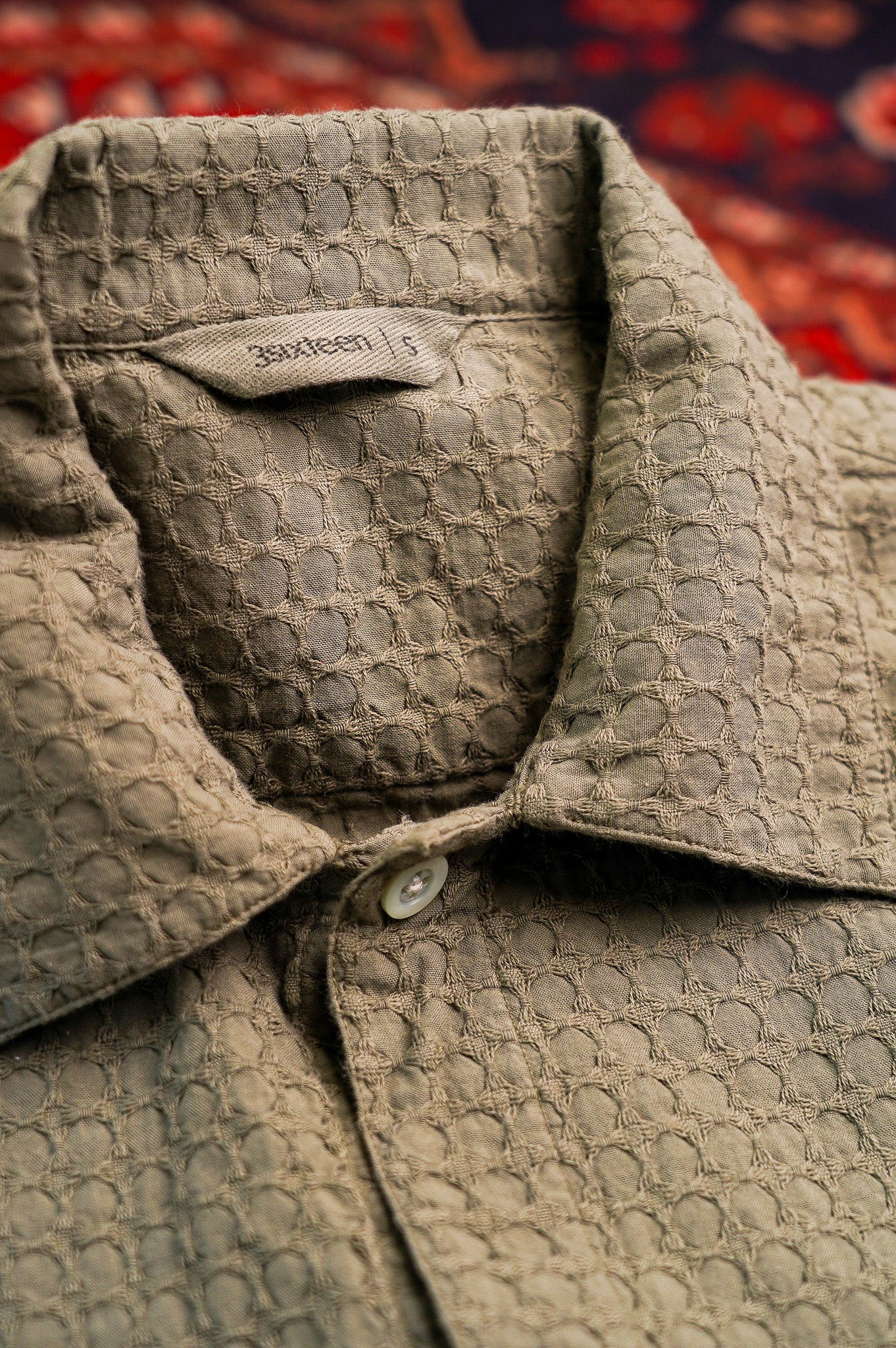 3sixteen Resort Shirt - Olive Geo Weave