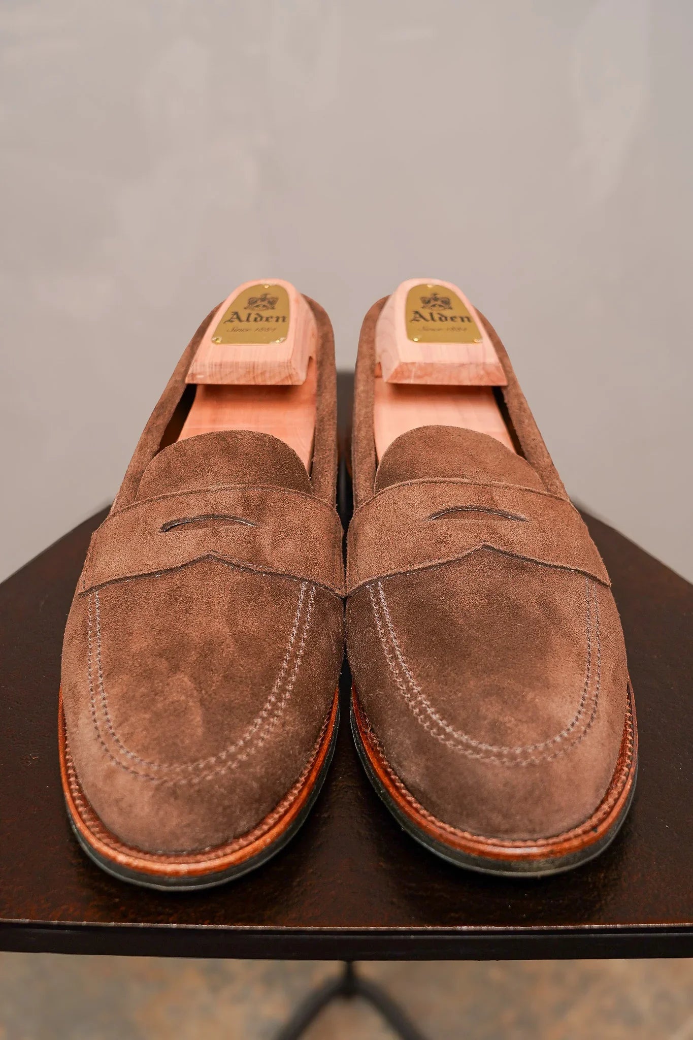 Alden 6224L Unlined Penny Loafer - Dark Brown Suede