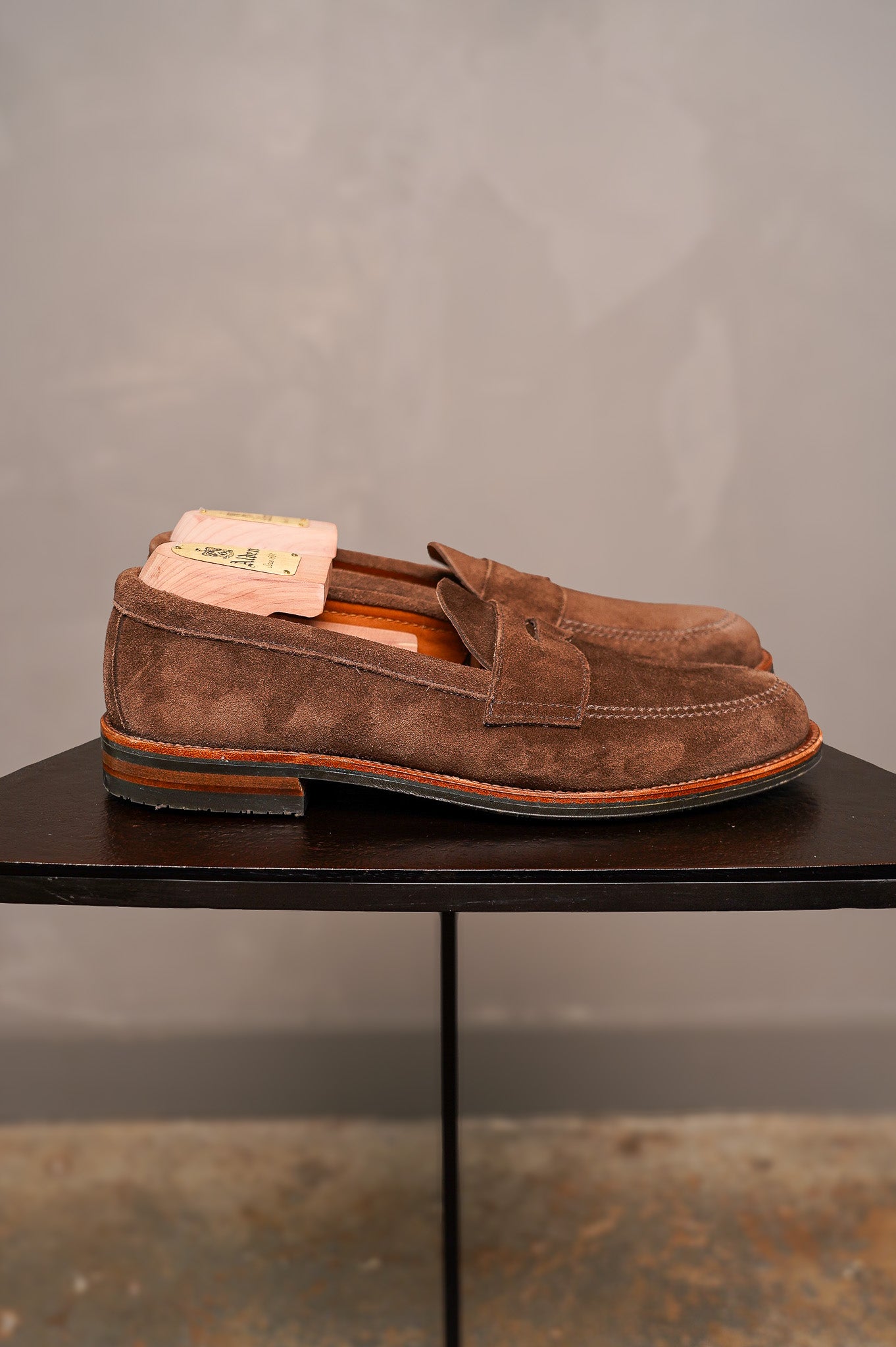 Alden 6224L Unlined Penny Loafer - Dark Brown Suede