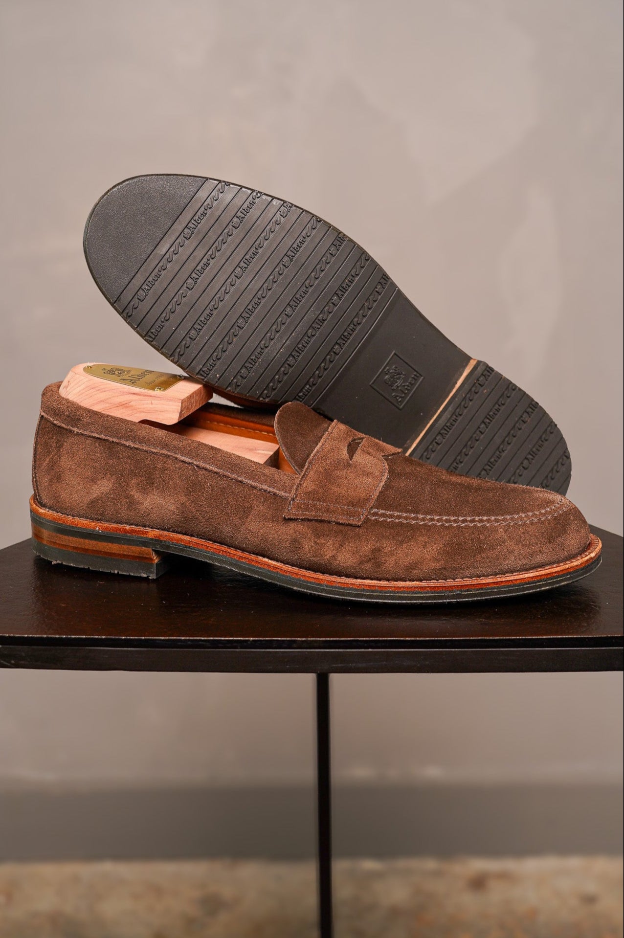 Alden 6224L Unlined Penny Loafer - Dark Brown Suede