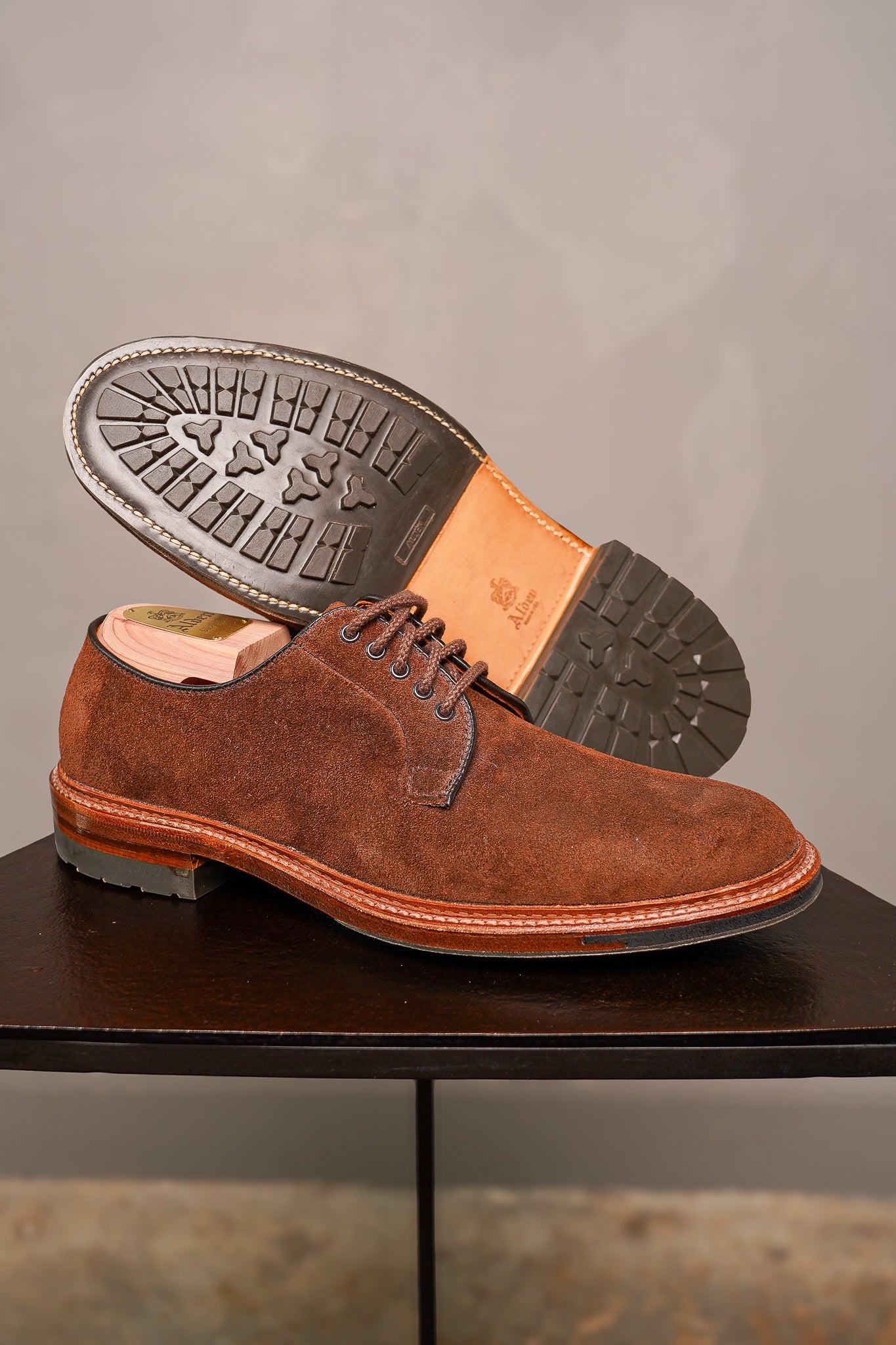 Alden 9474C Plain Toe Blucher - Reverse Tobacco Chamois