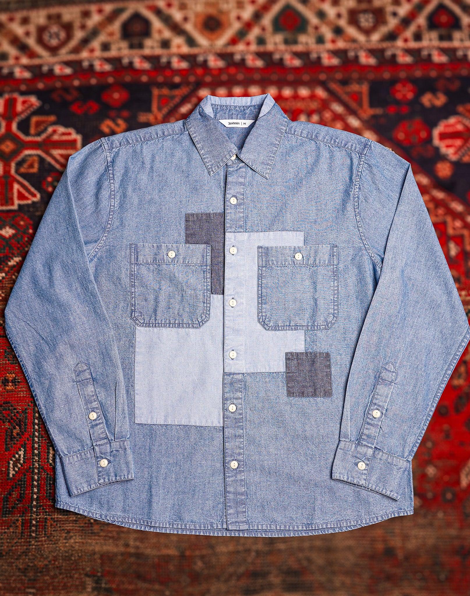3sixteen Utility Shirt - Indigo Patchwork Chambray